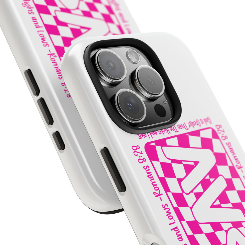 Pink Checker 'GAY' Tough Phone Case — Bold Pride Protective Cover