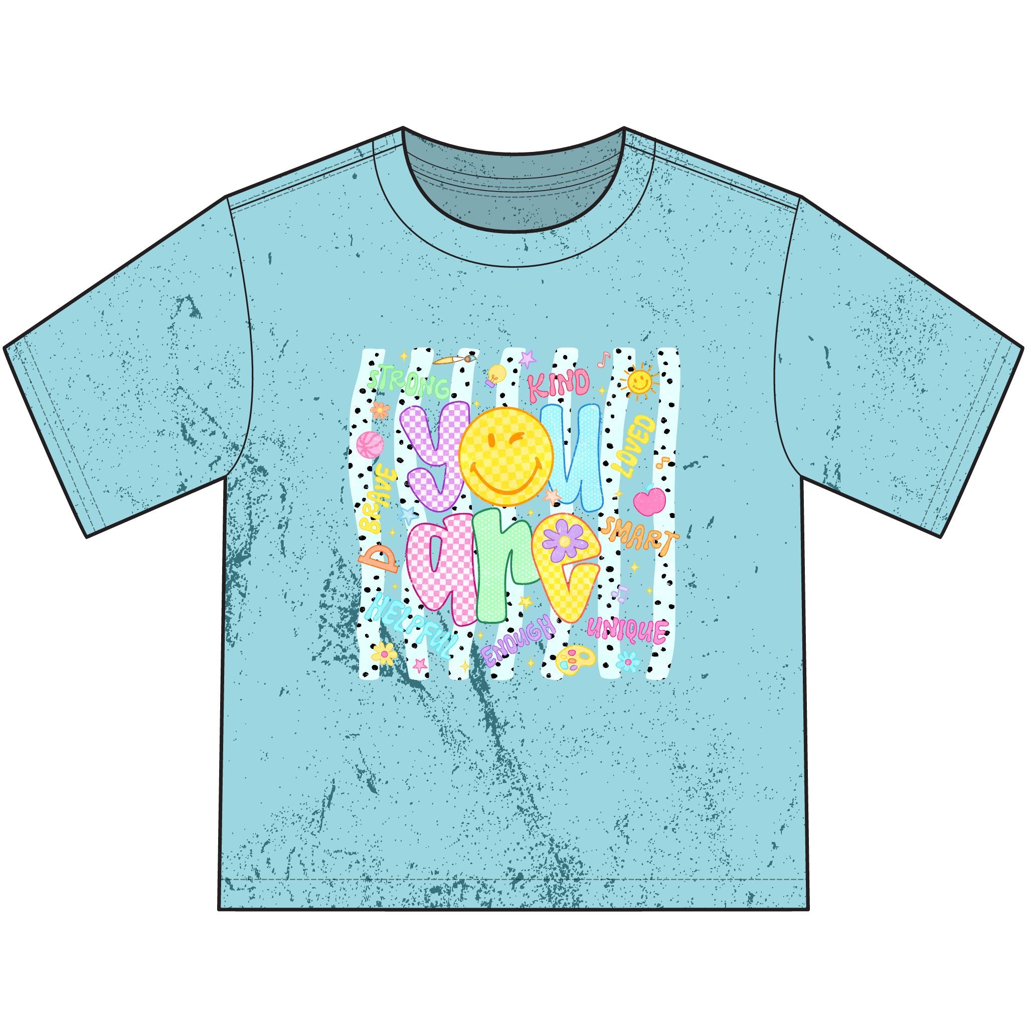 Youth T-Shirt "Be Kind" Color Blast Graphic Tee – Retro Smile & Flowers
