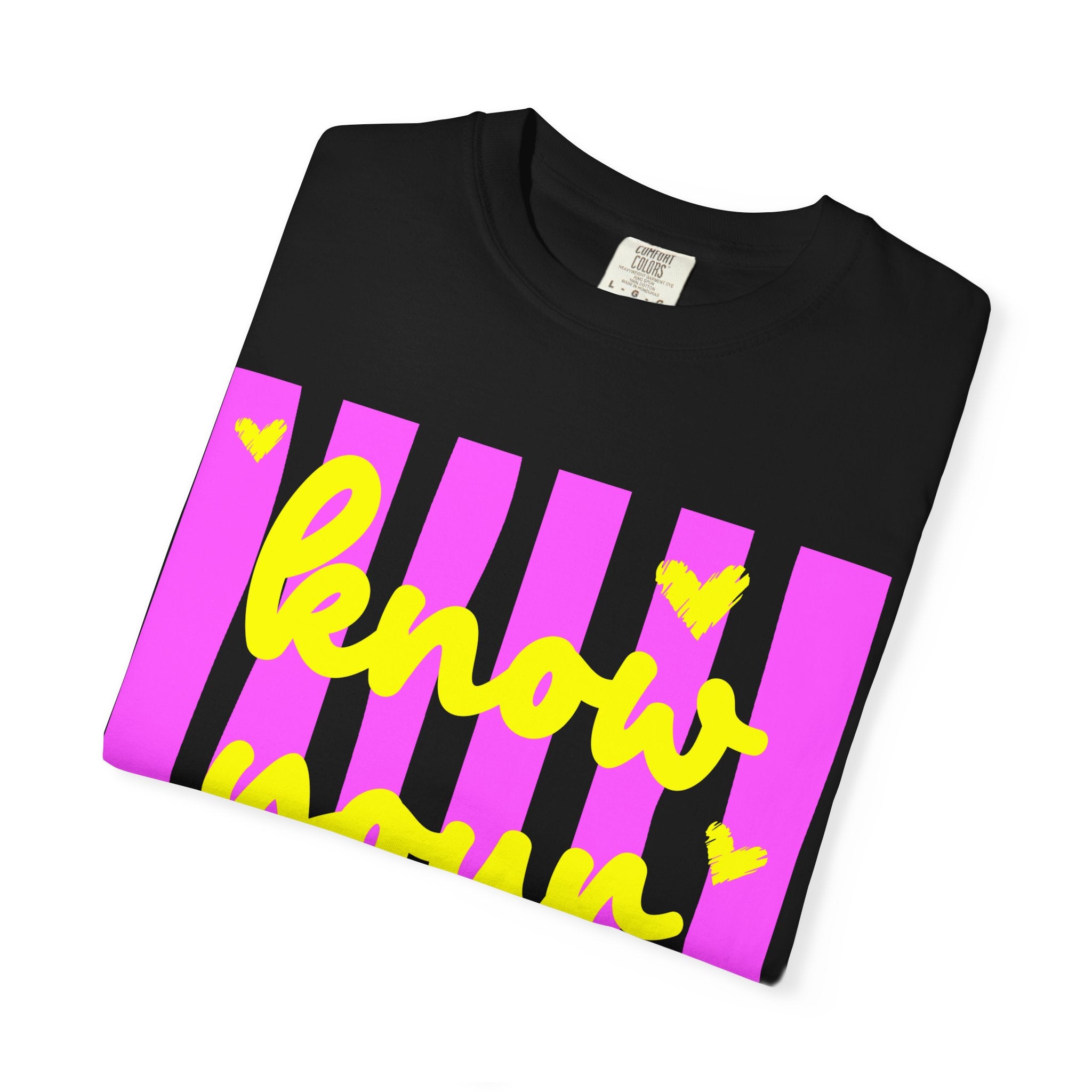 Know Your Worth T-Shirt — Bright Pink Stripe Motivational Tee