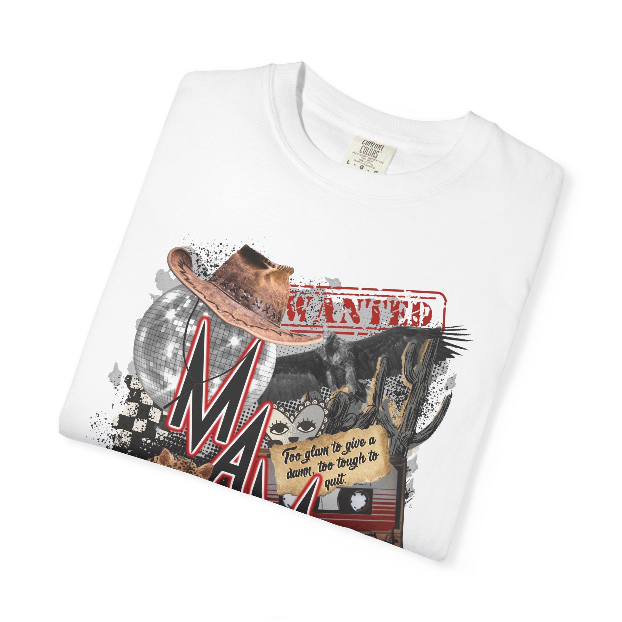 Mama Collage Graphic T-Shirt – Vintage Cowboy, Floral & Retro Icons
