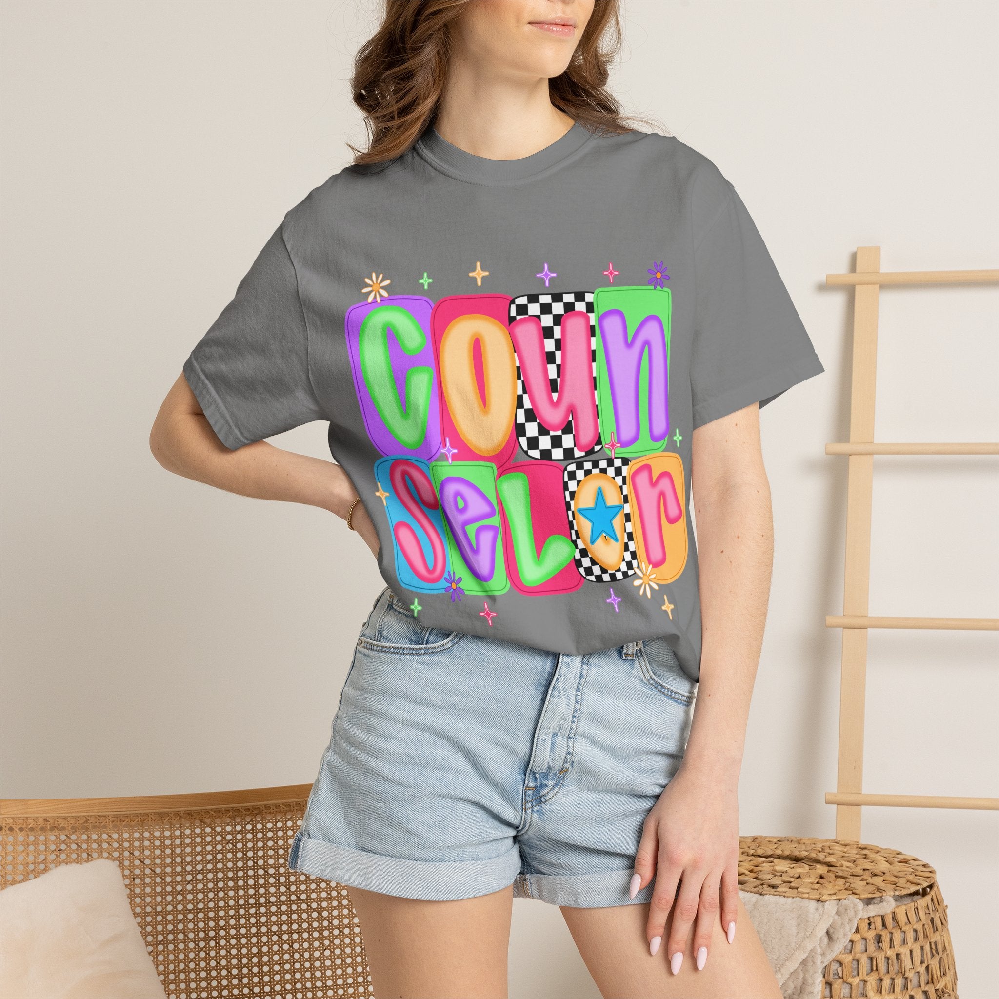 Counselor Graphic T-Shirt — Retro Colorful 'Counselor' Camp & Summer Staff Tee