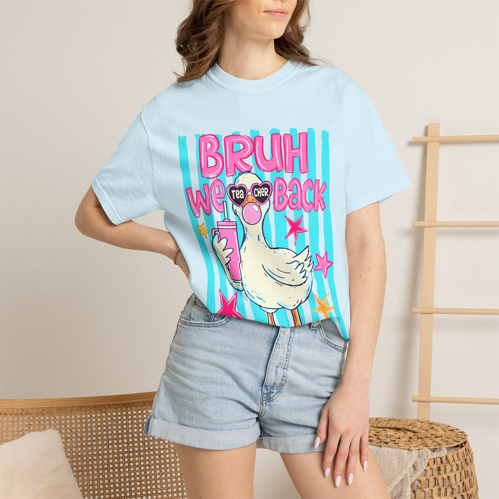 T‑Shirt — 'Bruh We Back' Duck Graphic Tee (Retro Pastel Streetwear)