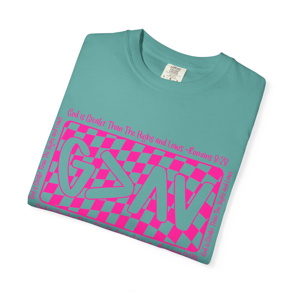 Good & Greater Checker Logo T-Shirt — Pink Graphic Tee