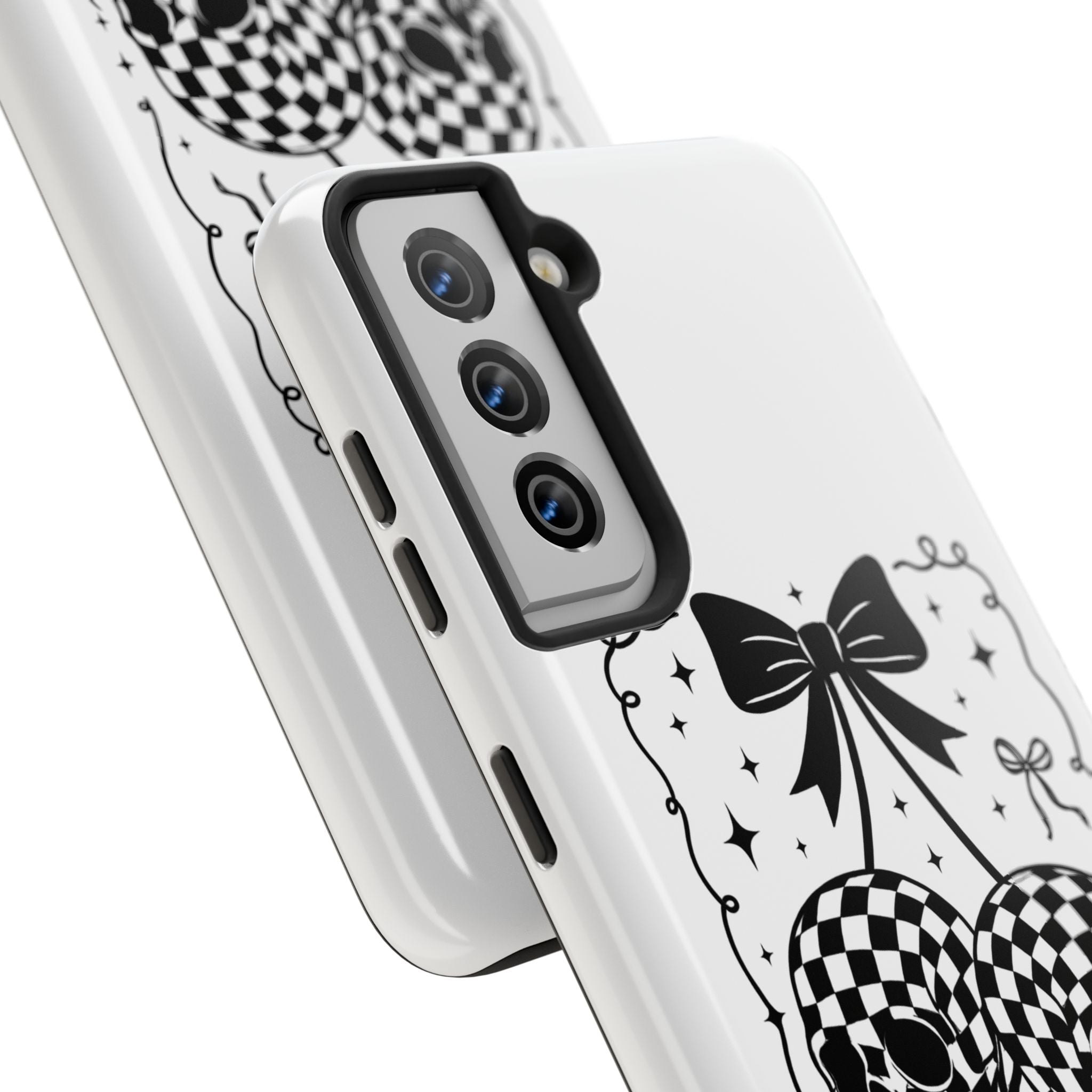 Skull Bow Phone Case - Checkerboard Gothic Tough Phone Case