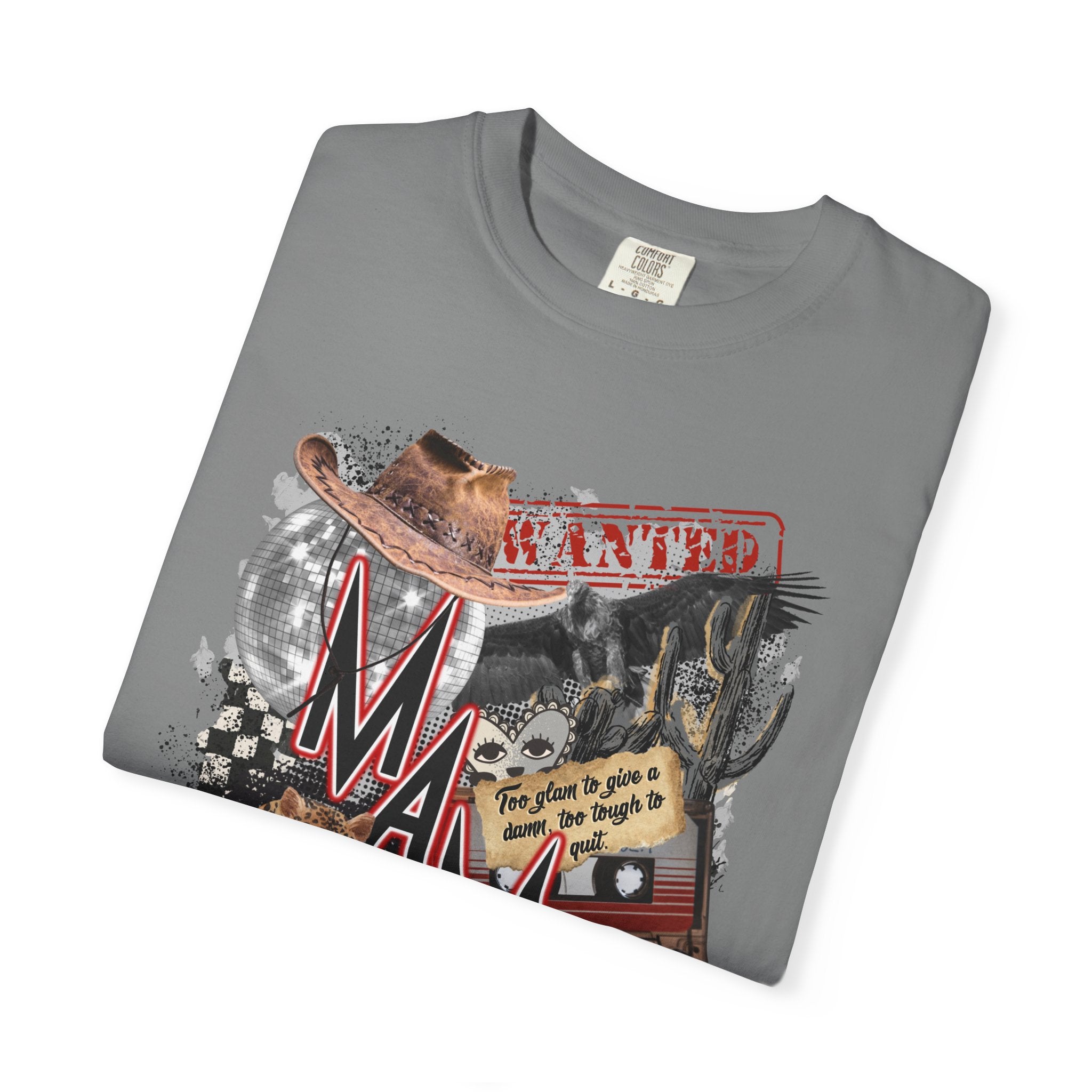 Mama Collage Graphic T-Shirt – Vintage Cowboy, Floral & Retro Icons