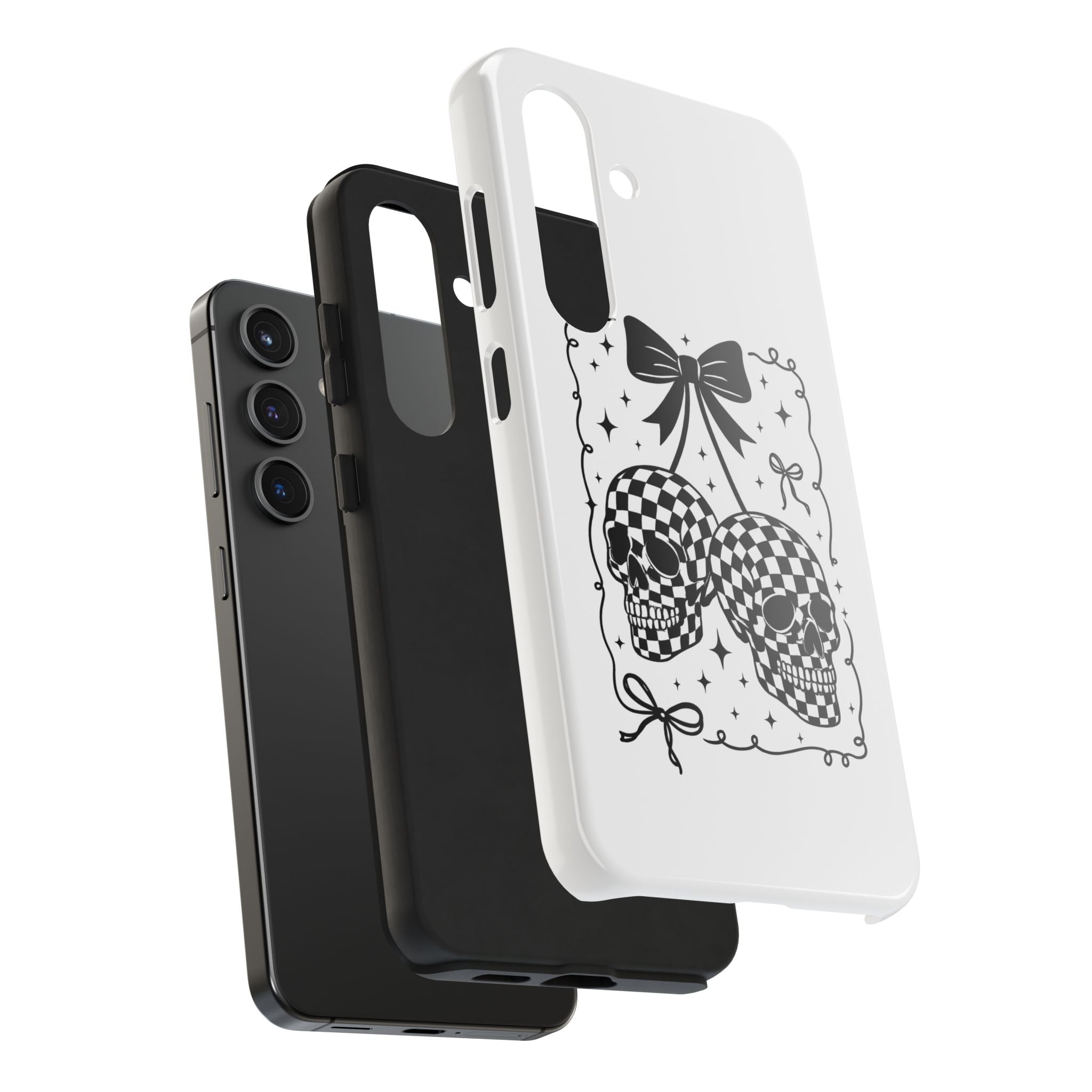 Skull Bow Phone Case - Checkerboard Gothic Tough Phone Case