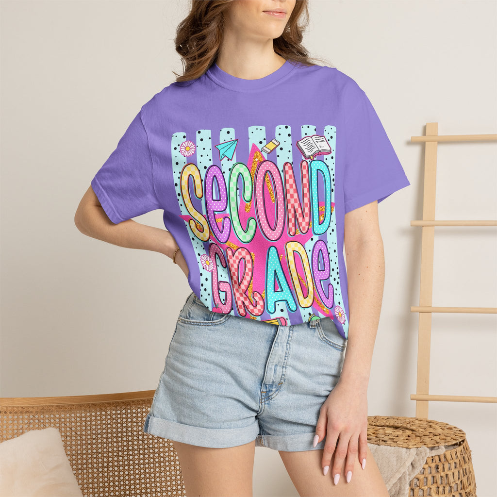 Second Grade T-Shirt — Cute Colorful School Tee for Teachers & Students