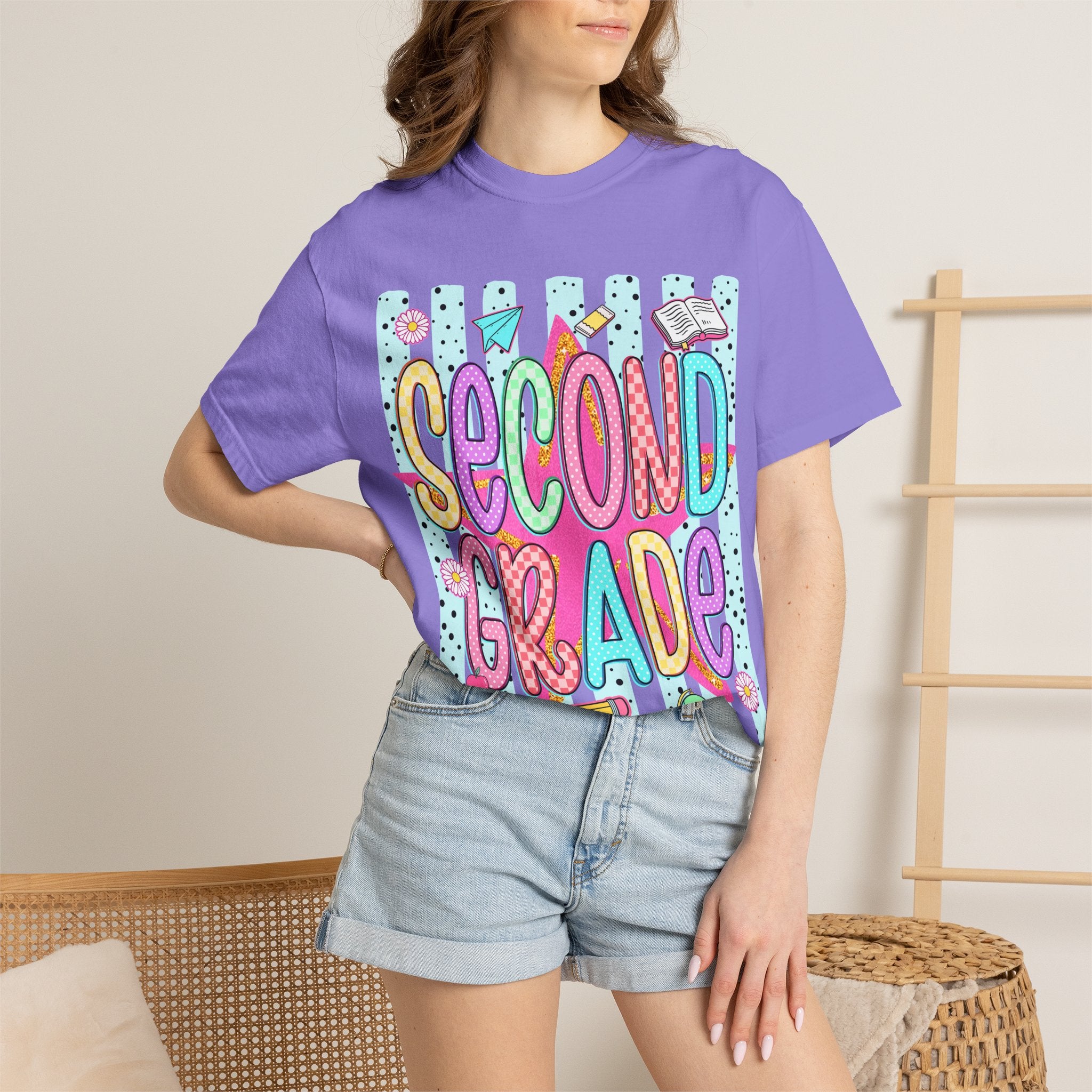 Second Grade T-Shirt — Cute Colorful School Tee for Teachers & Students