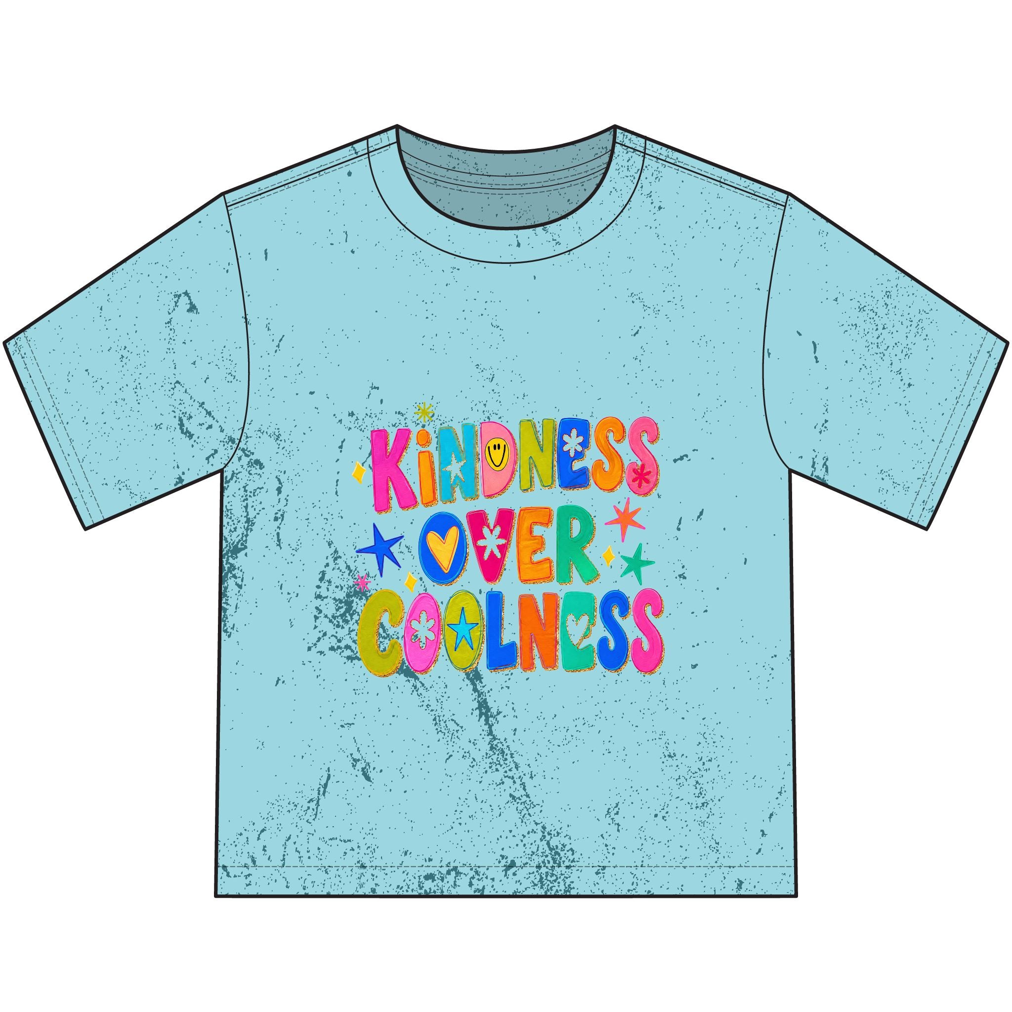 Kindness Over Coolness Youth T‑Shirt — Colorful Retro Kids Tee