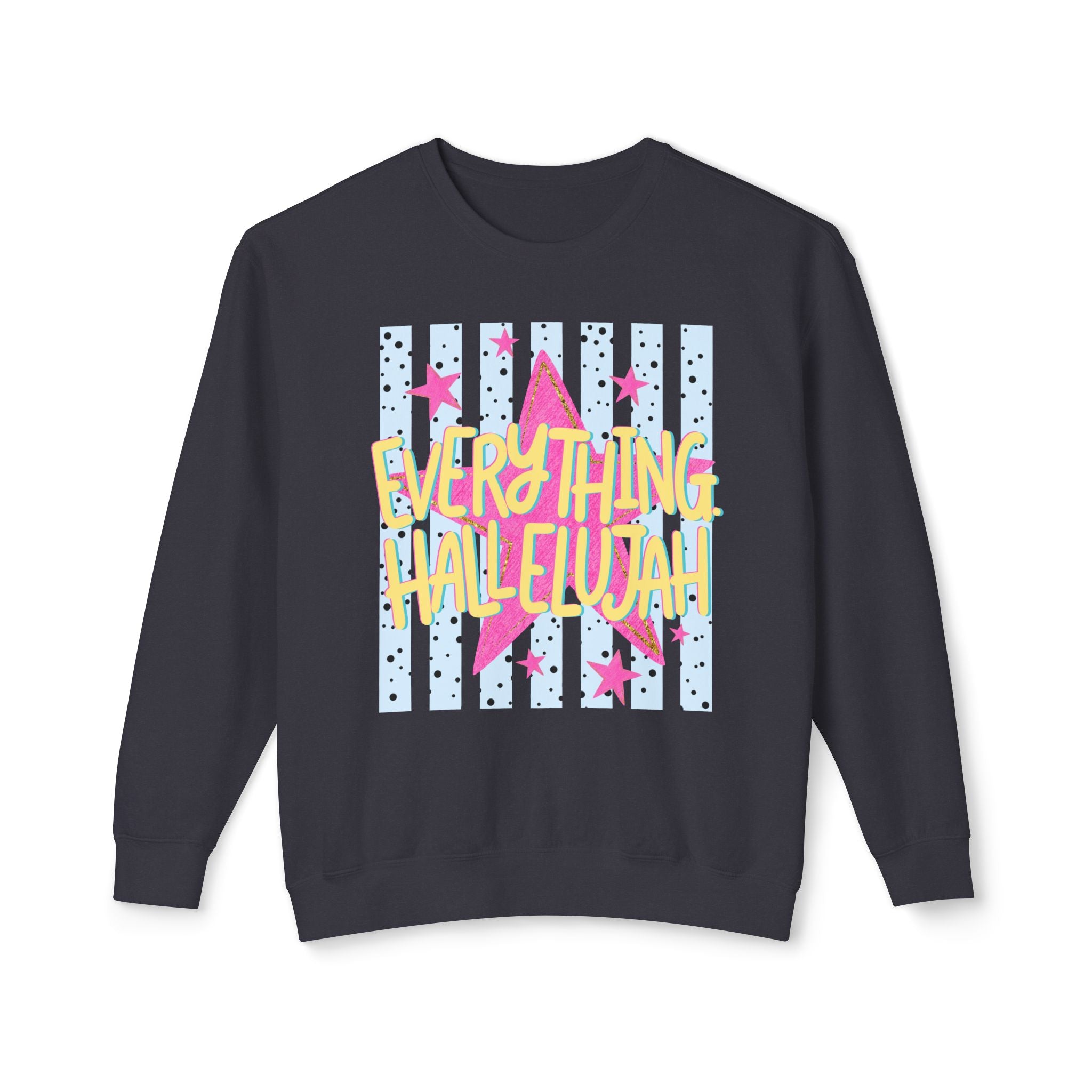 Crewneck Sweatshirt — "Everything Hallelujah" Retro Star Graphic