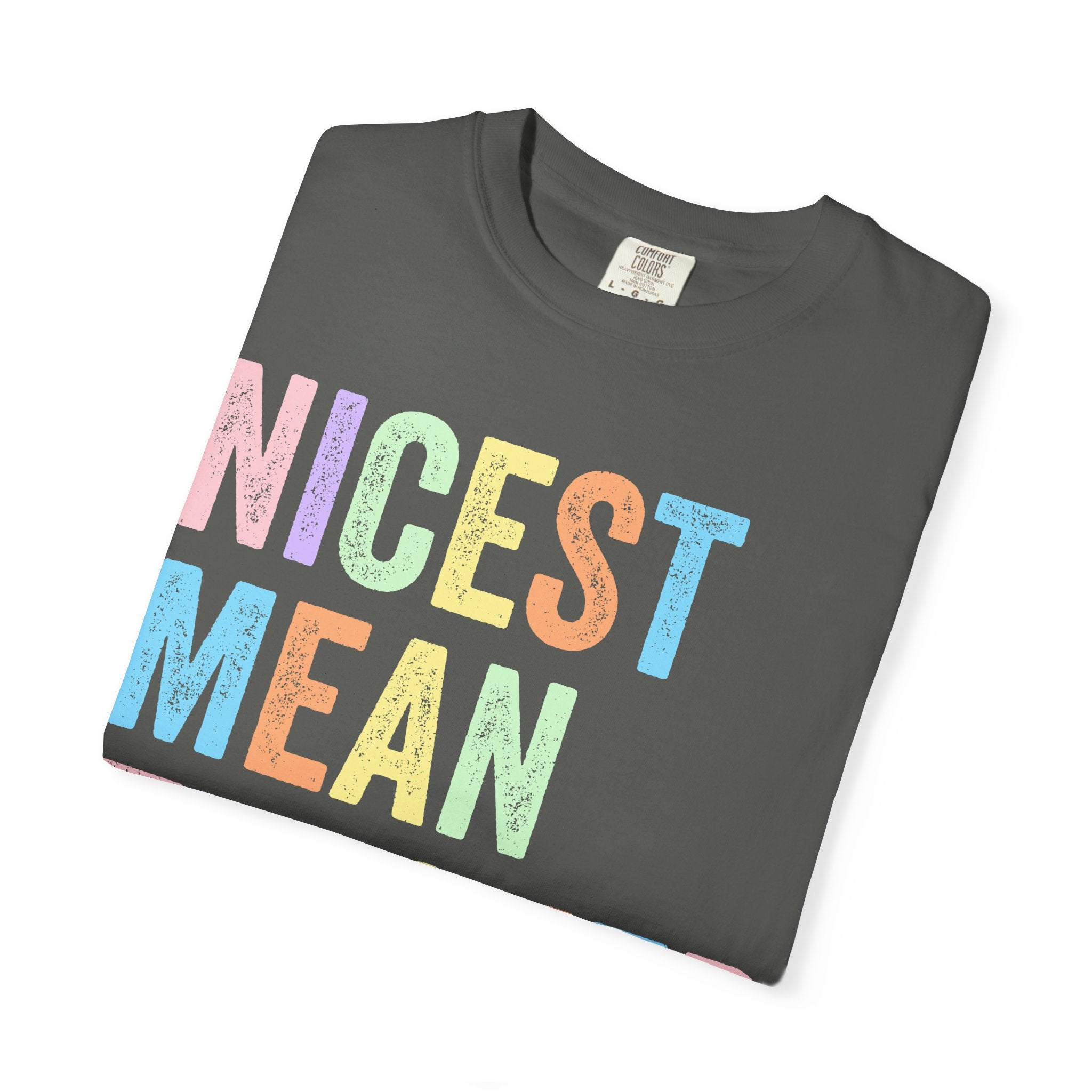 Nicest Mean Teacher Ever T-Shirt — Pastel Teacher Appreciation Tee