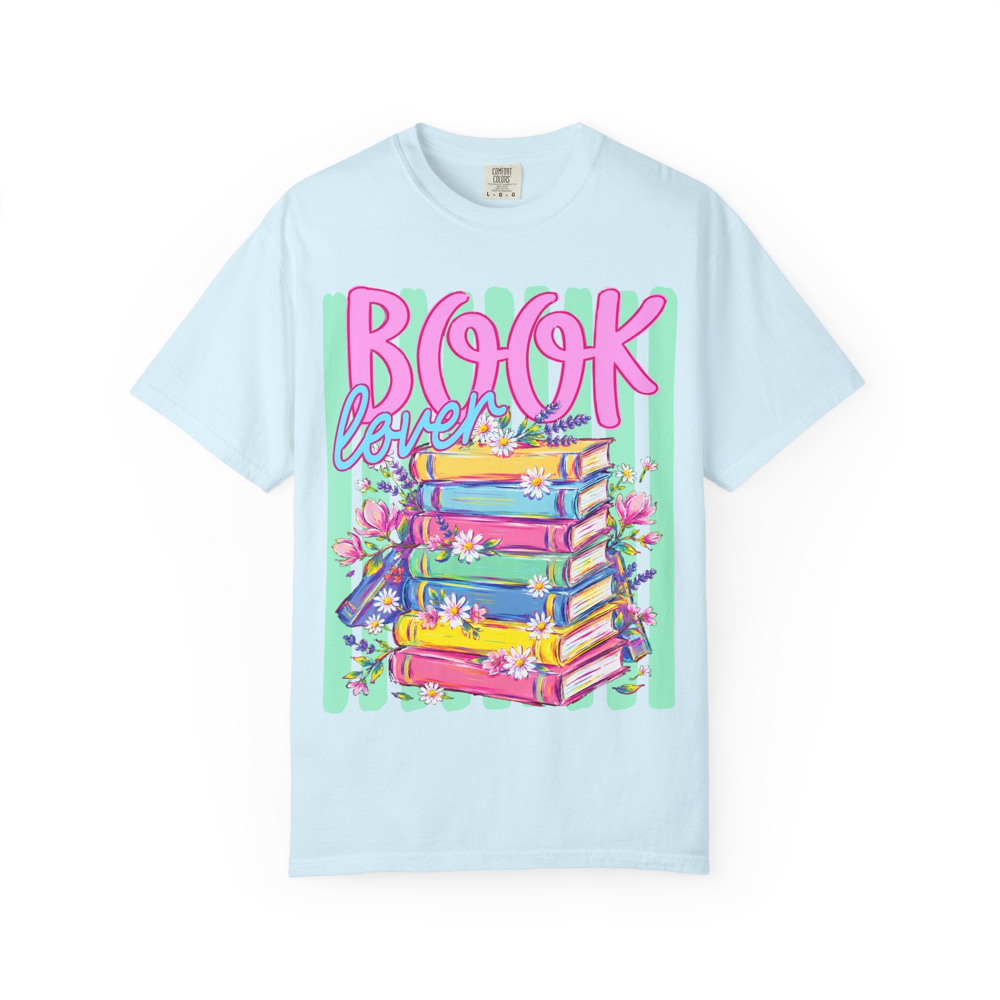 Book Lover T-Shirt — Colorful Stack of Books Graphic Tee