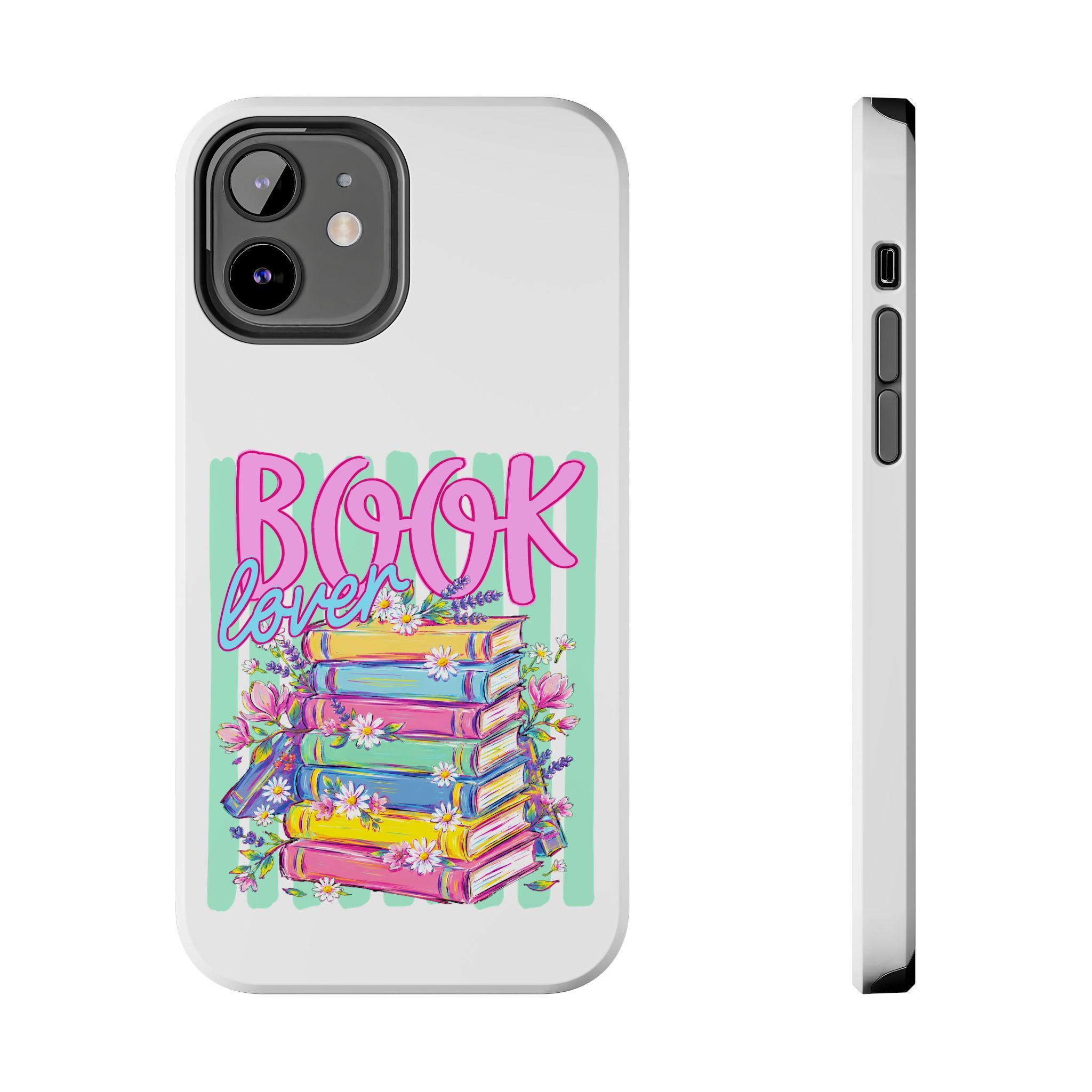 Book Lover Tough Phone Case — Colorful Stack of Books Floral Design
