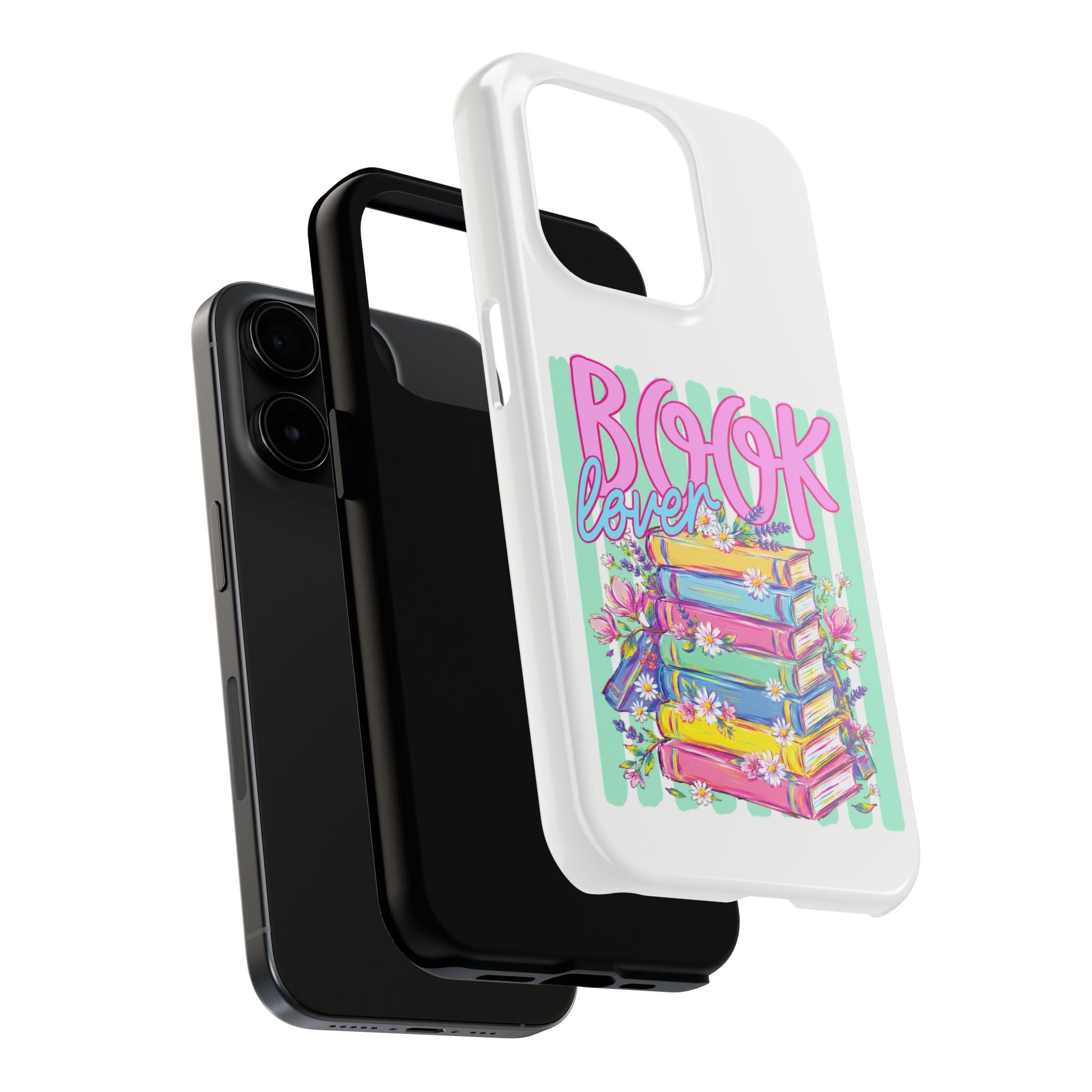 Book Lover Tough Phone Case — Colorful Stack of Books Floral Design