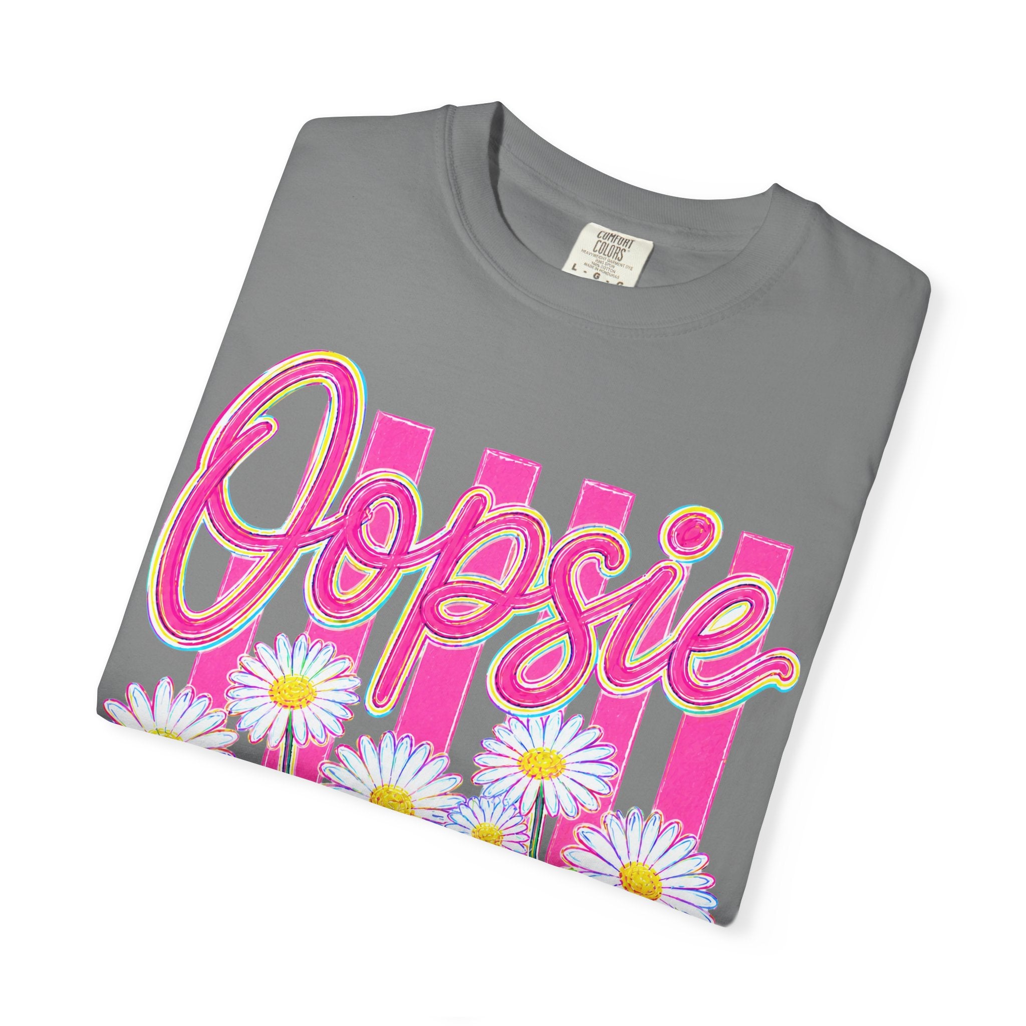 Oopsie Daisy T-Shirt — Retro Pink Stripes & Daisies Graphic Tee