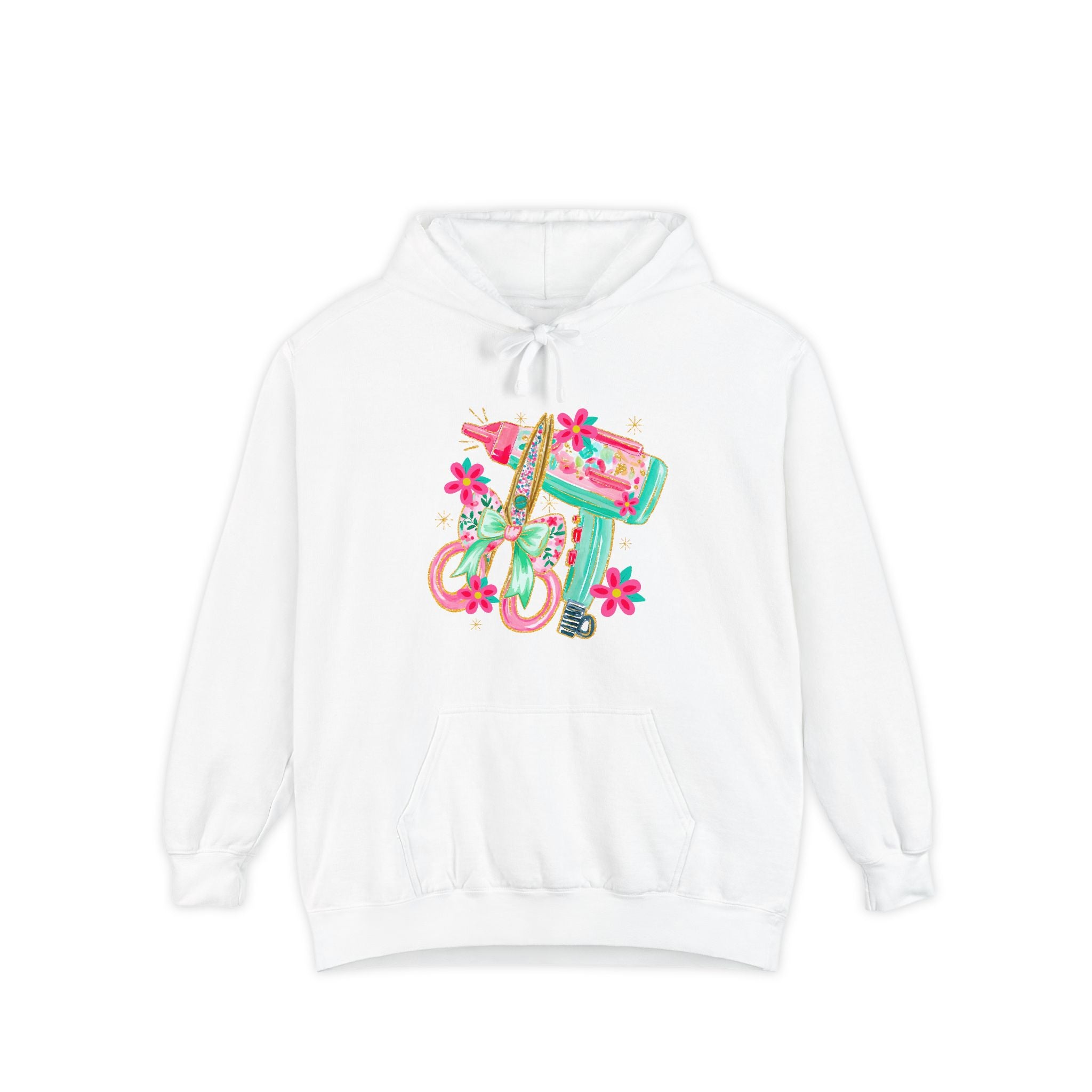 White Floral Scooter Hoodie — Retro Pink & Teal Vespa Design