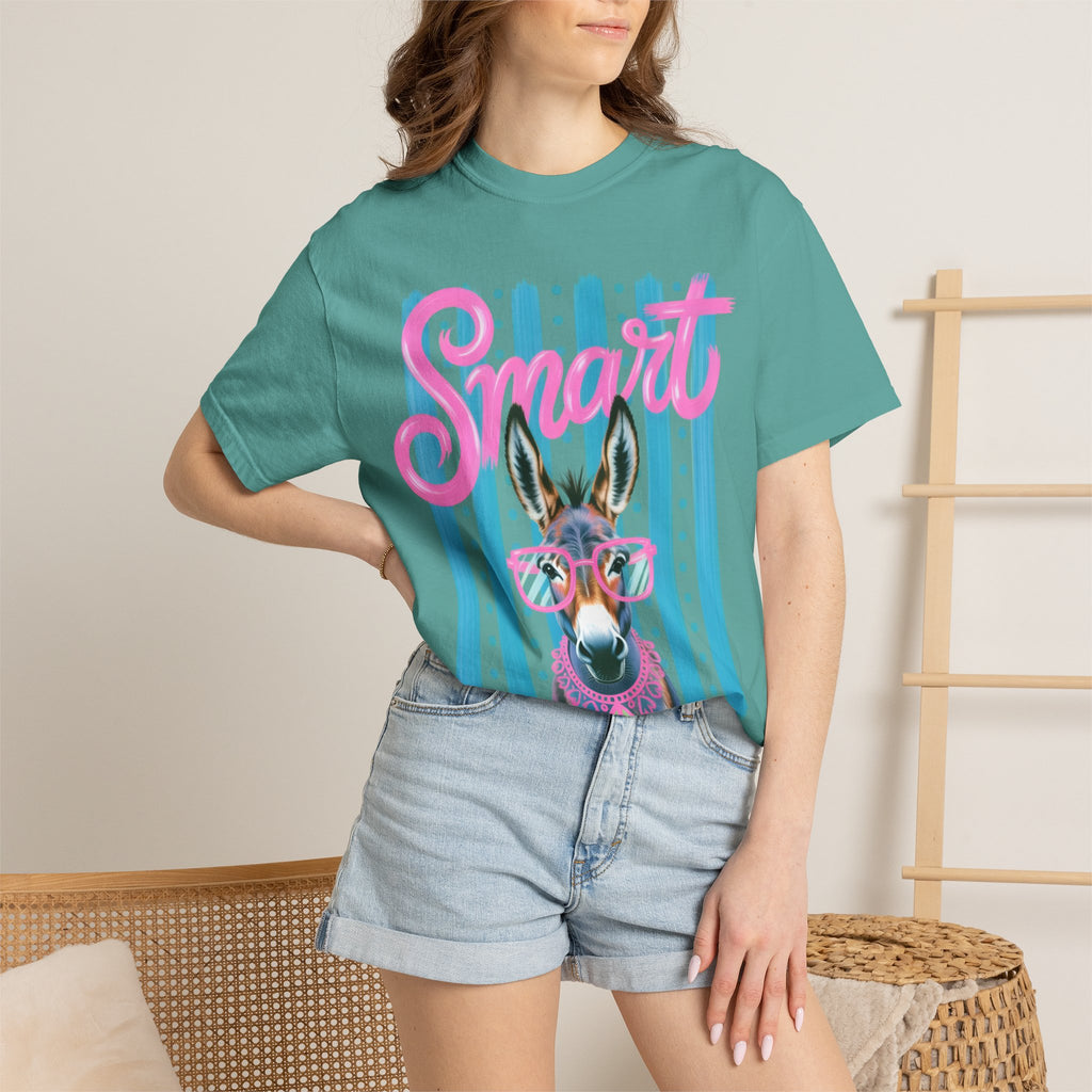 Smart Donkey Graphic T-Shirt — Retro Striped Funny Animal Tee