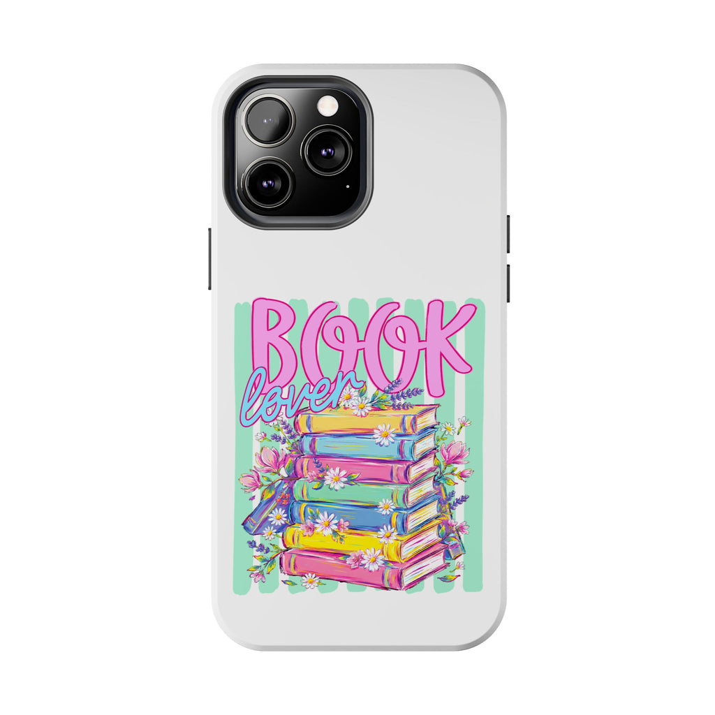 Book Lover Tough Phone Case — Colorful Stack of Books Floral Design