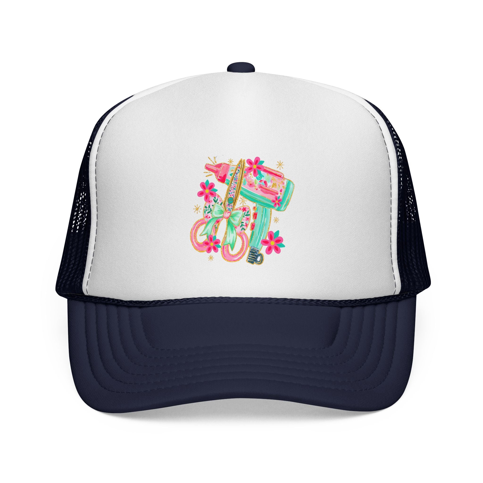 Trucker Cap — Floral Surfboard & Vintage Van Design
