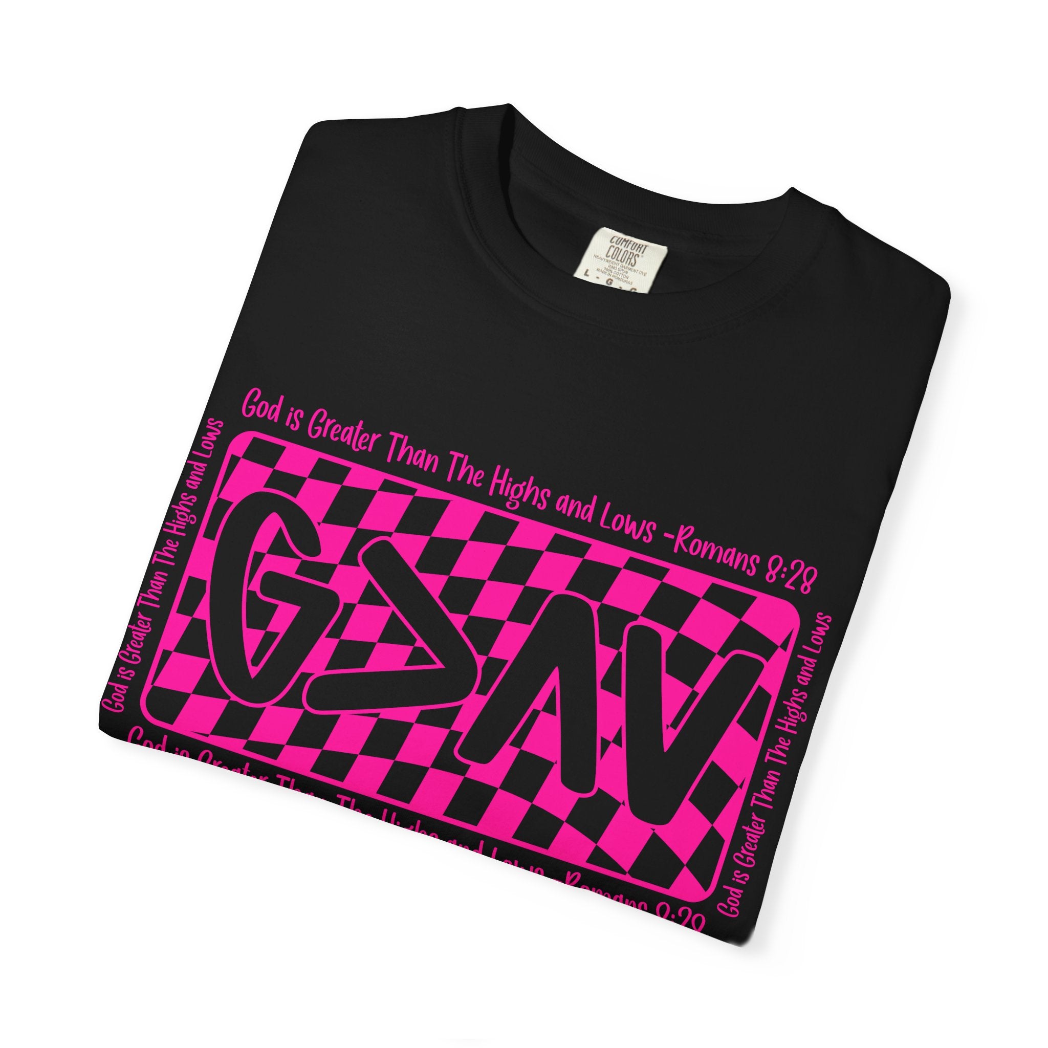 Good & Greater Checker Logo T-Shirt — Pink Graphic Tee