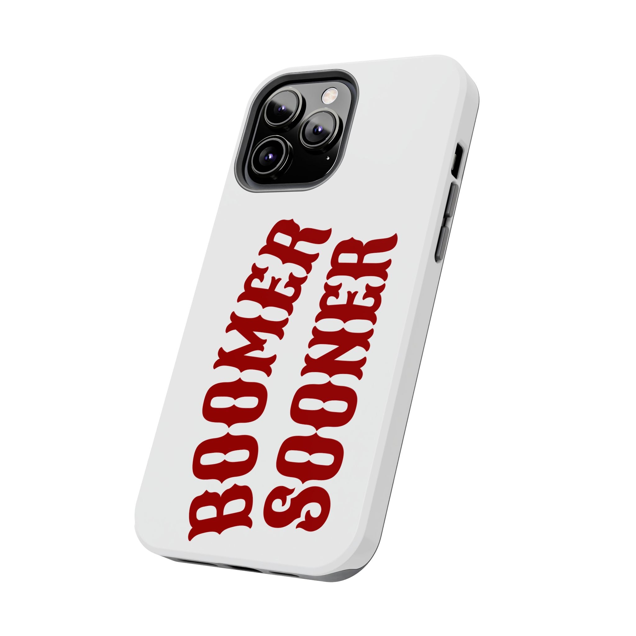 Boomer Sooner Tough Phone Case — Oklahoma Crimson Retro Text Protective Cover