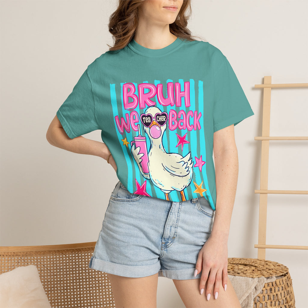 T‑Shirt — 'Bruh We Back' Duck Graphic Tee (Retro Pastel Streetwear)