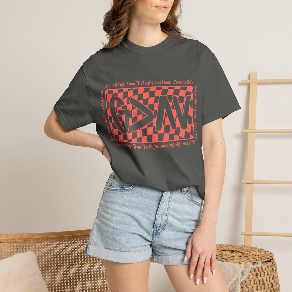 Grateful Dead Vibes Checkerboard Graphic T‑Shirt — 'G?AV' Retro Band Tee