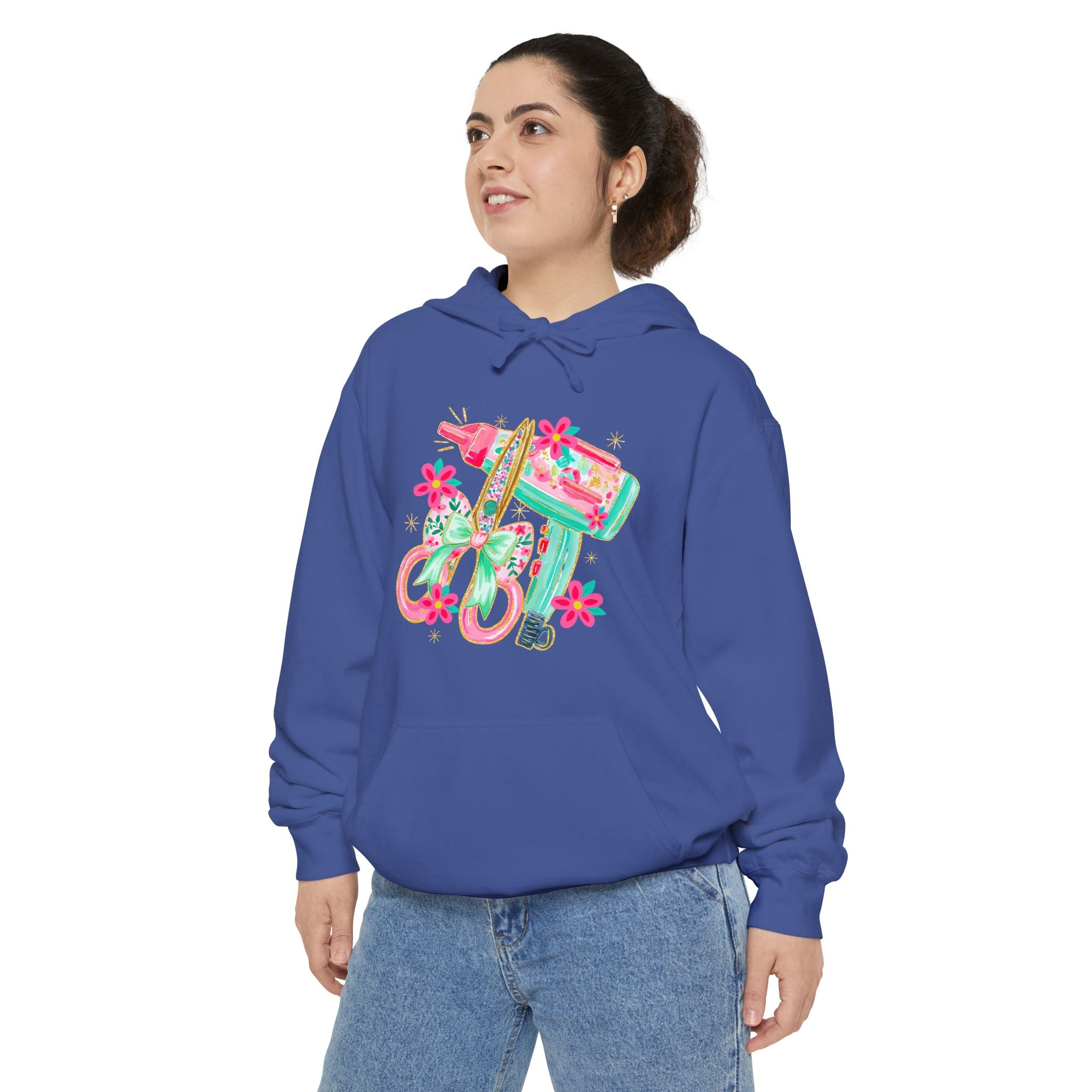 White Floral Scooter Hoodie — Retro Pink & Teal Vespa Design