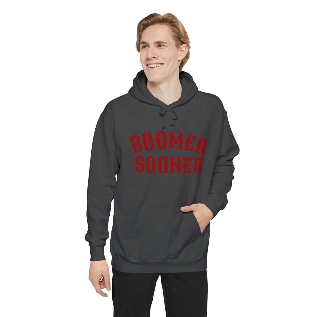Boomer Sooner Hoodie — OU Crimson Vintage Arch Pullover