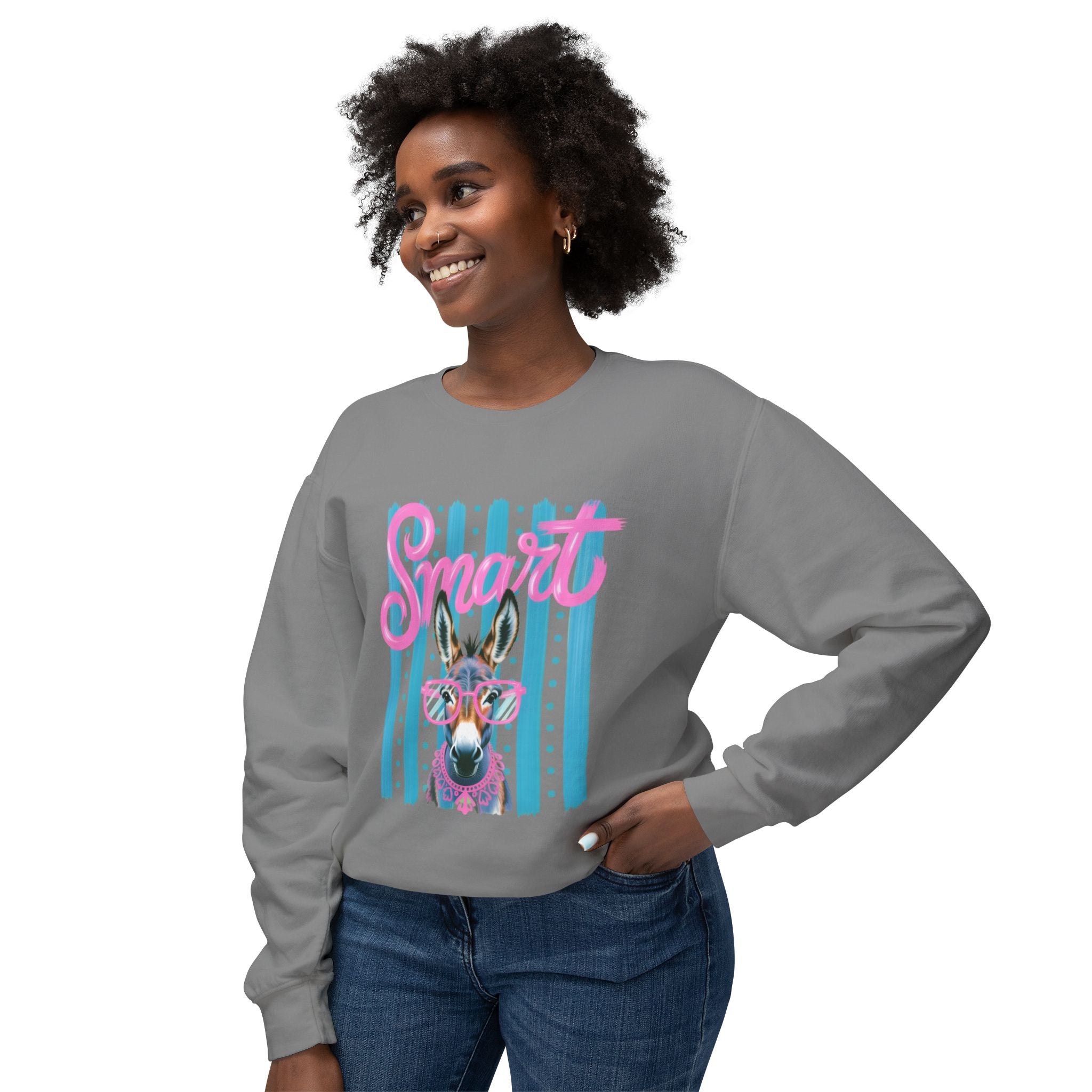 Donkey Sweet Crewneck Sweatshirt — 'Sweet' Colorful Donkey Graphic