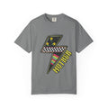 Lightning Bolt Graphic T‑Shirt — Retro Checker & Neon Stripe Design