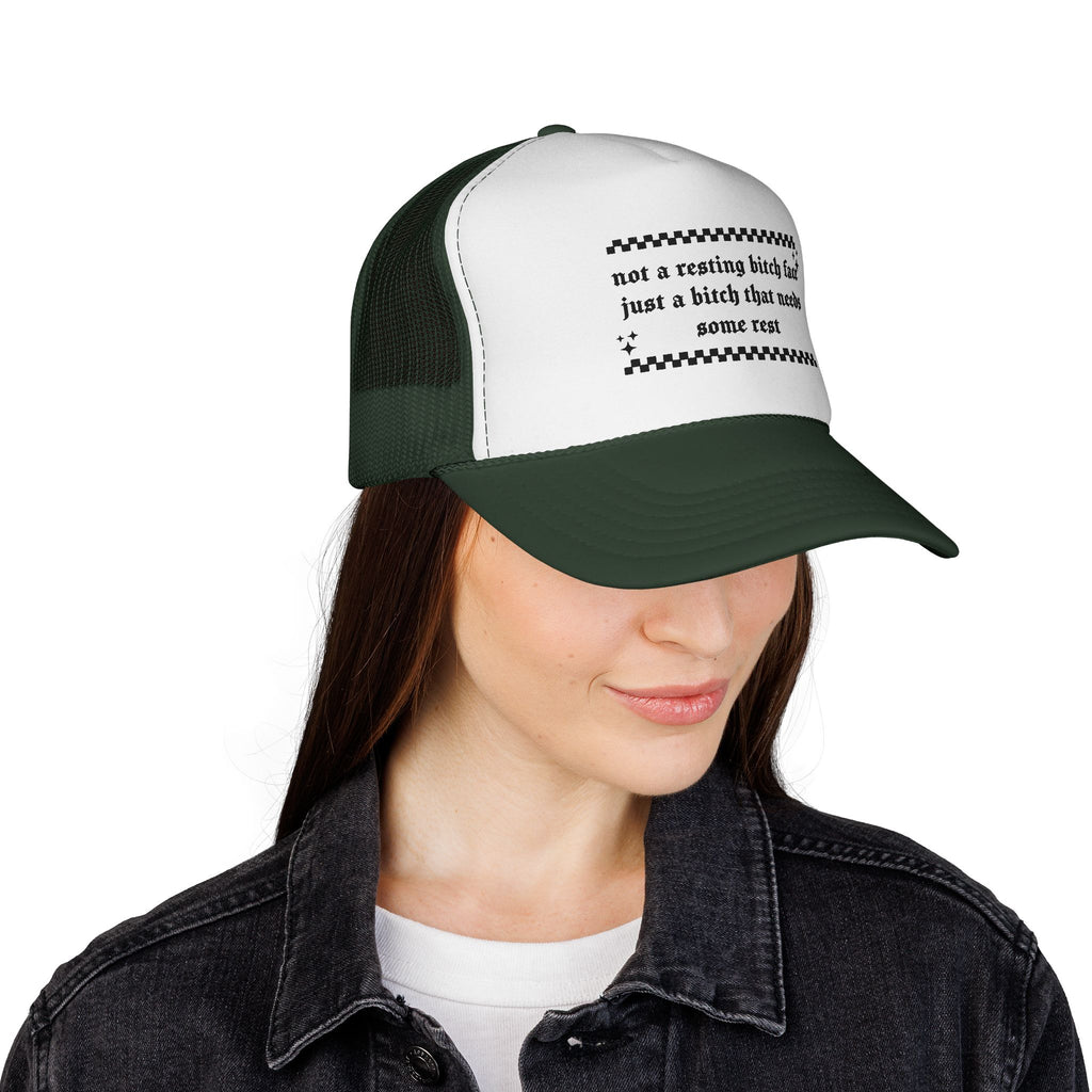 Trucker Hat — "Not a resting bitch face, just a bitch that needs some rest" (Funny Statement Cap)