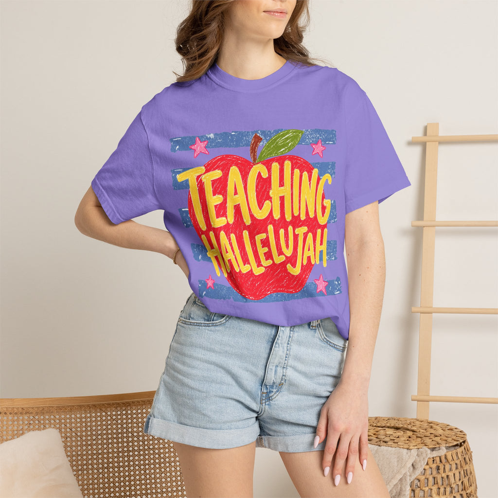 Teaching Hallelujah Teacher T-Shirt — Apple Graphic Back-to-School Gift