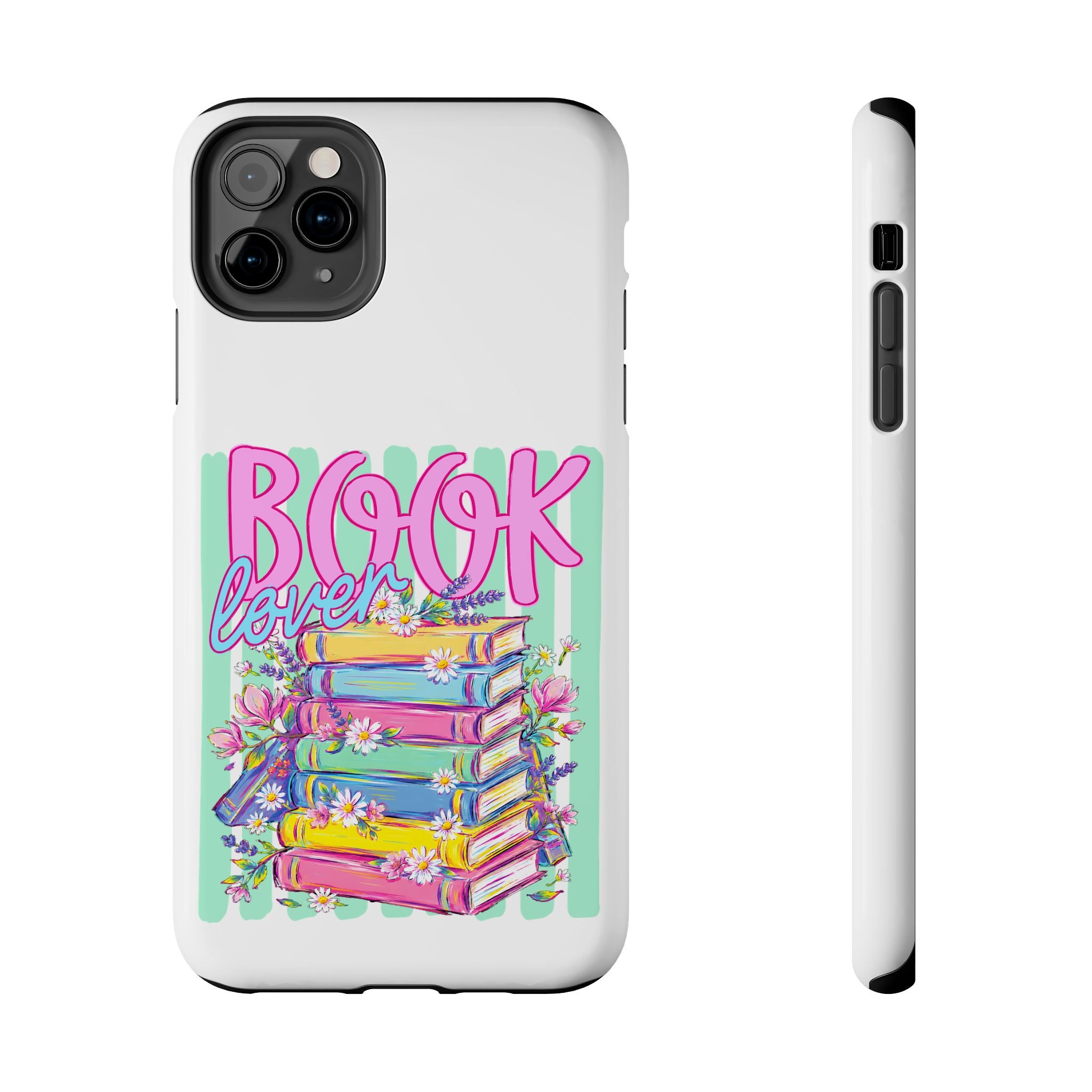 Book Lover Tough Phone Case — Colorful Stack of Books Floral Design