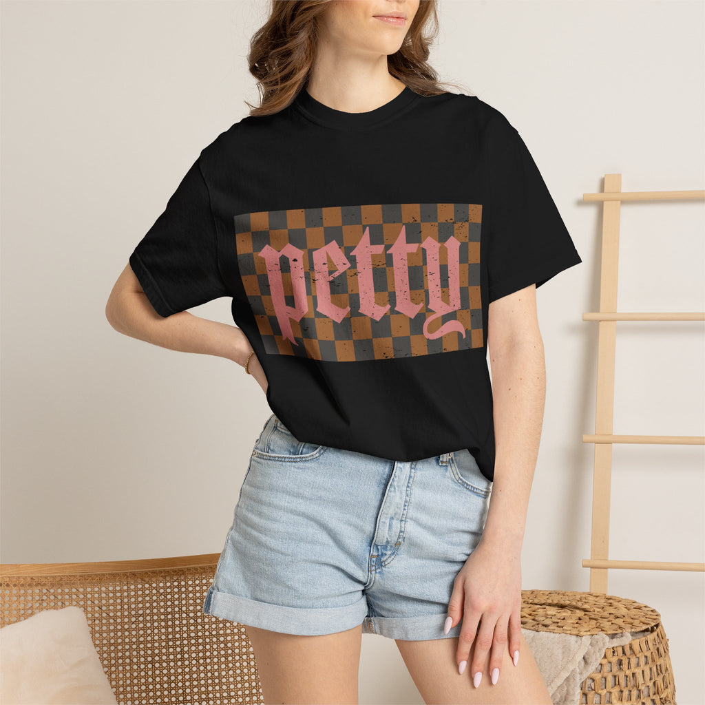 Pretty Checkerboard T-Shirt — Vintage Gothic Script Graphic Tee