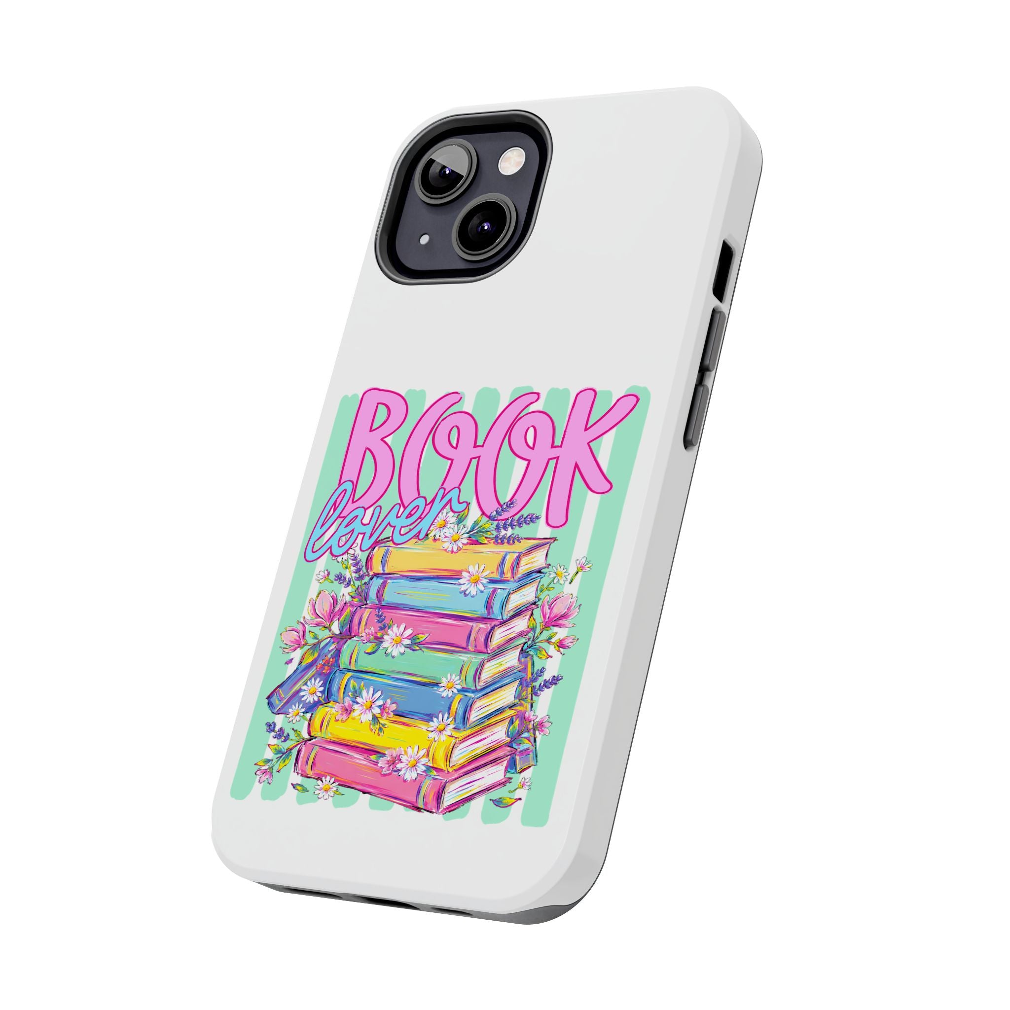 Book Lover Tough Phone Case — Colorful Stack of Books Floral Design