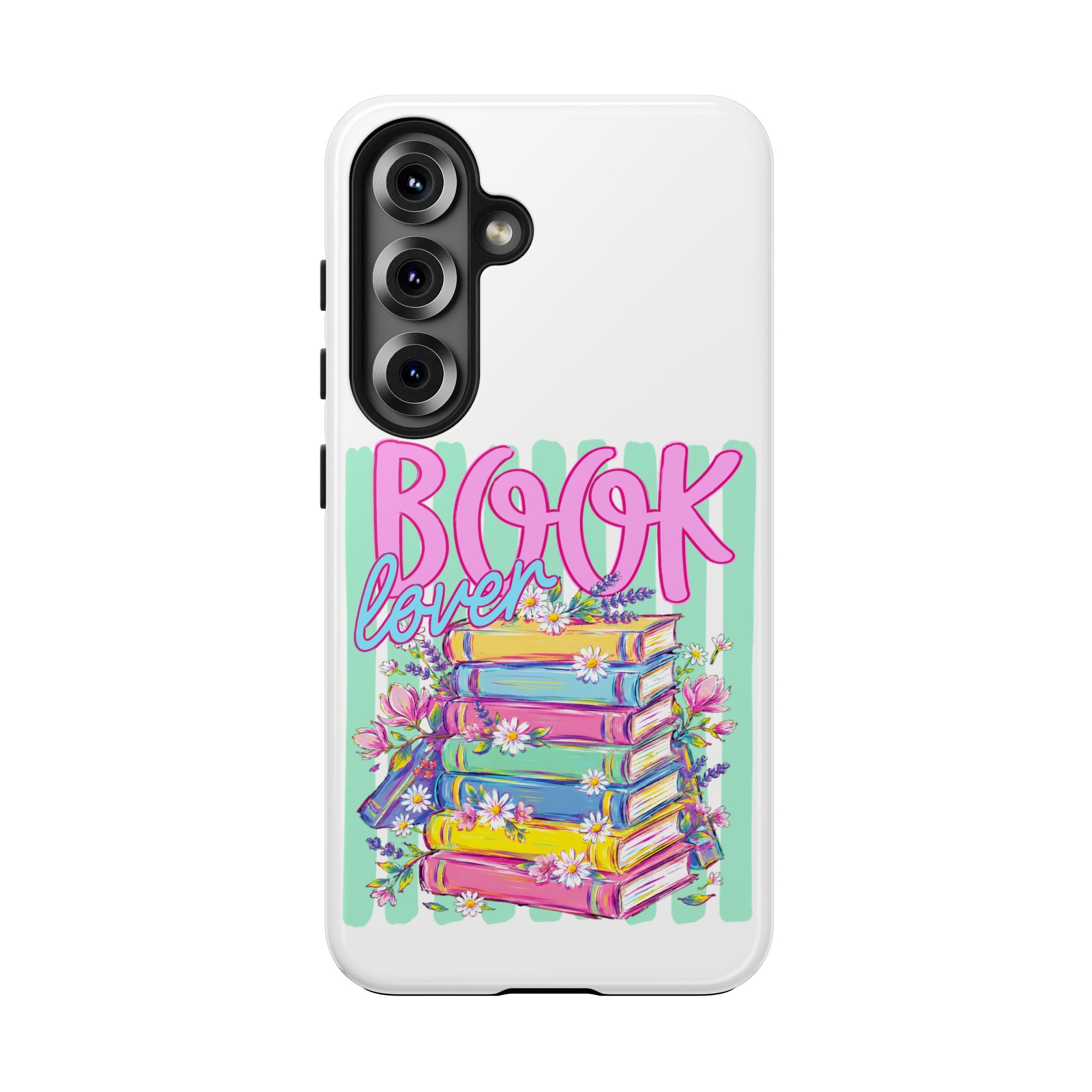 Book Lover Tough Phone Case — Colorful Stack of Books Floral Design