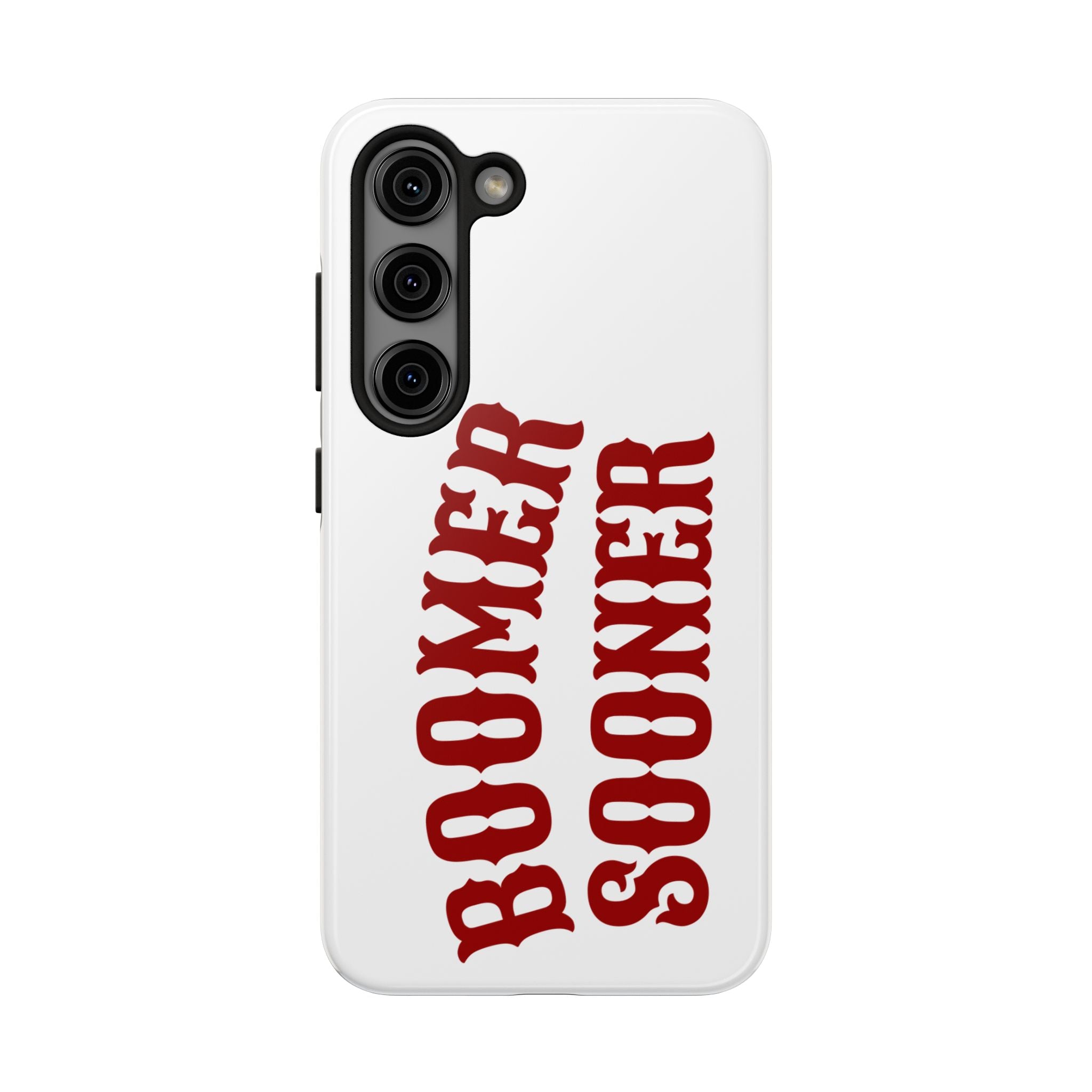 Boomer Sooner Tough Phone Case — Oklahoma Crimson Retro Text Protective Cover