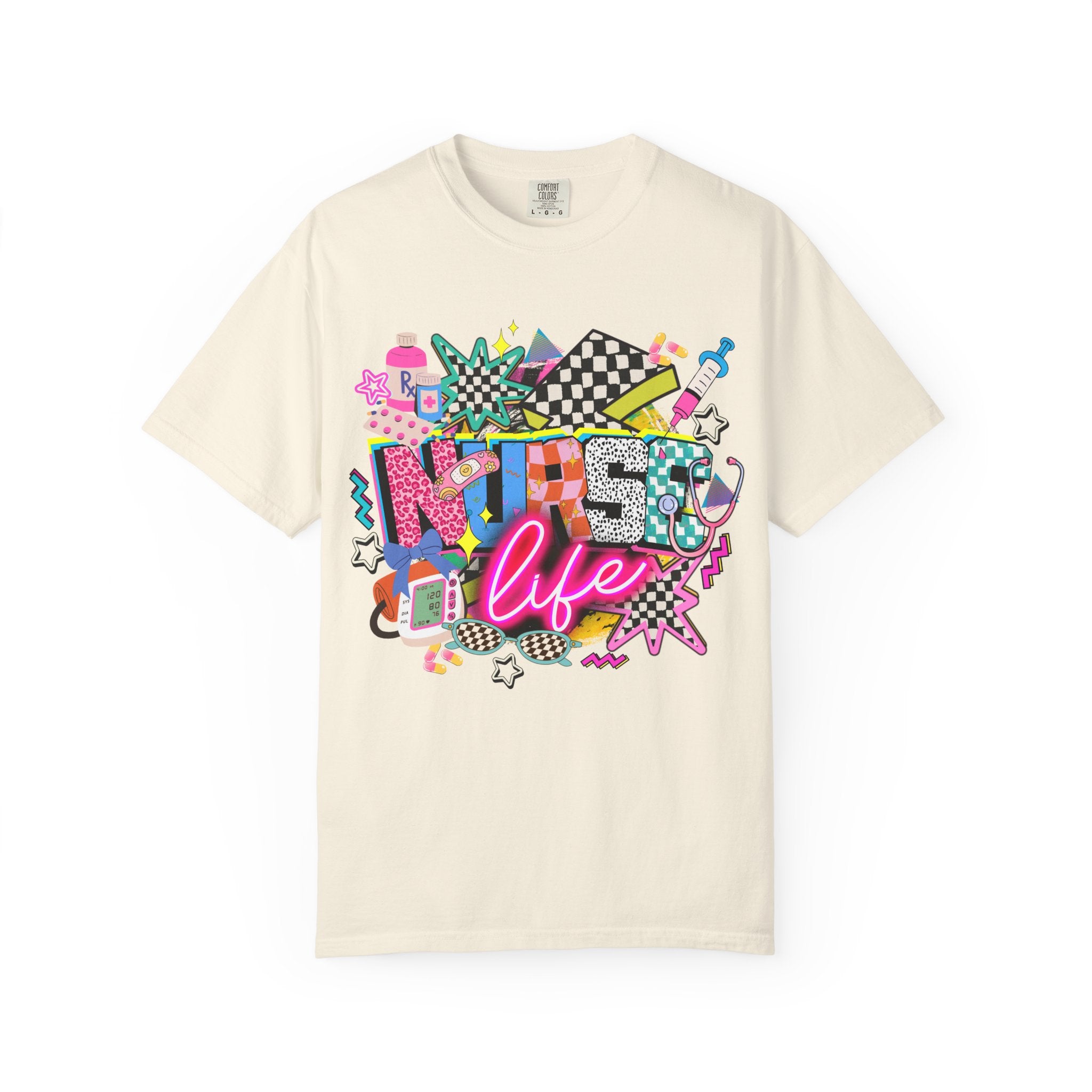 Unisex Graphic T-Shirt — "Nurse for Life" Retro Neon Pop Art Tee