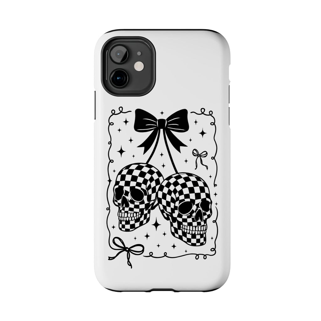 Skull Bow Phone Case - Checkerboard Gothic Tough Phone Case