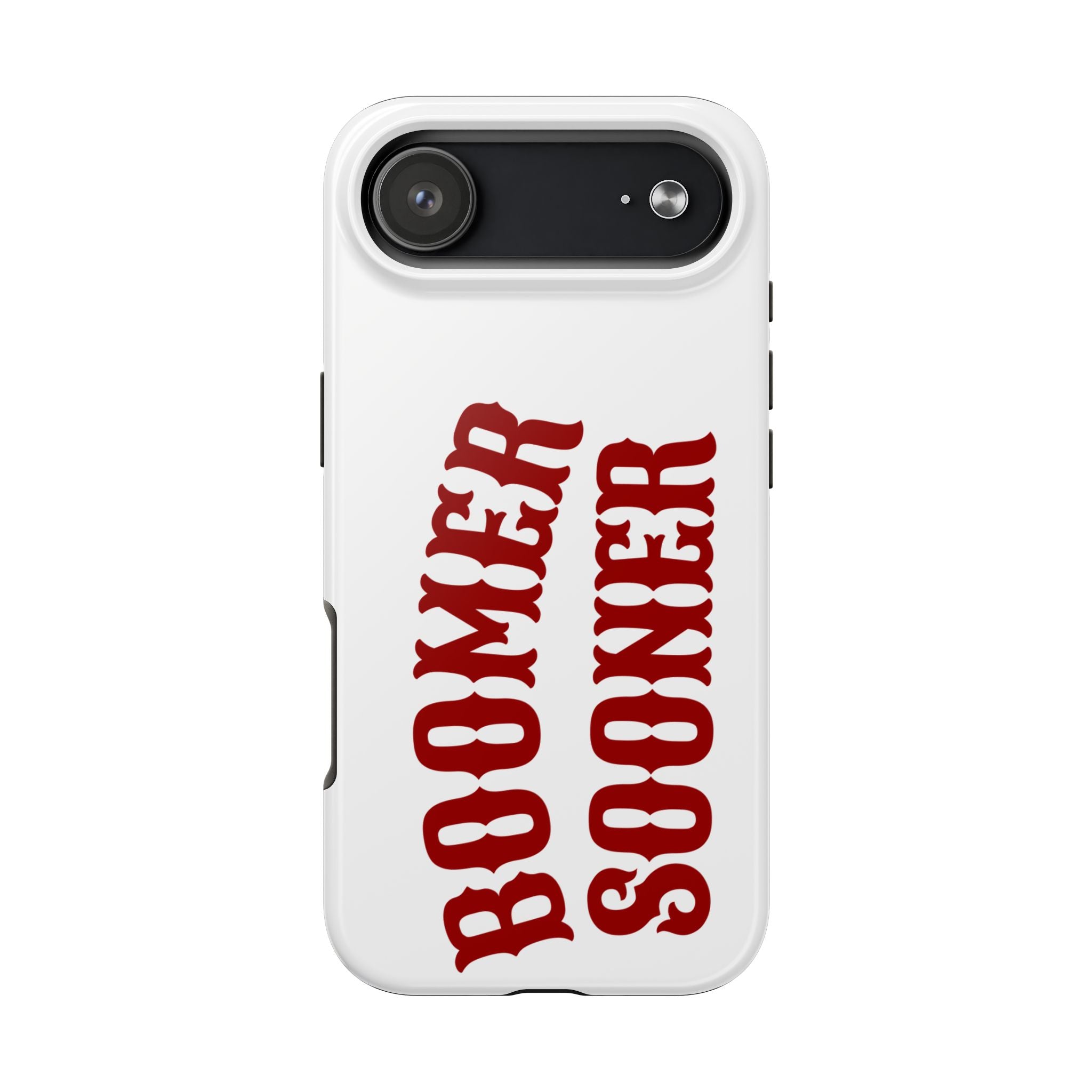 Boomer Sooner Tough Phone Case — Oklahoma Crimson Retro Text Protective Cover