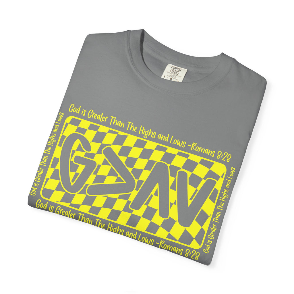God Is Greater Than The Highs and Lows T-Shirt — Christian Faith Graphic Tee