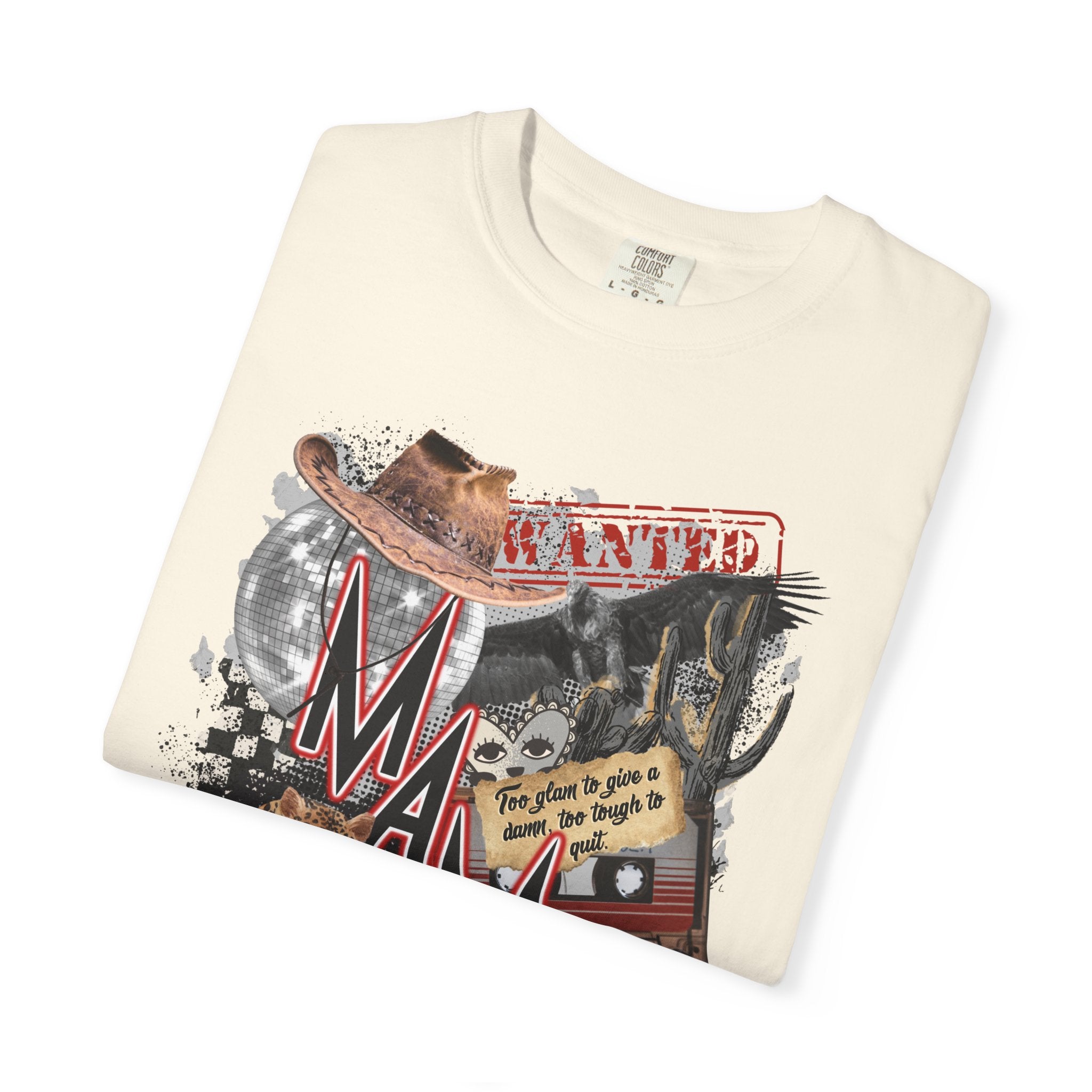 Mama Collage Graphic T-Shirt – Vintage Cowboy, Floral & Retro Icons