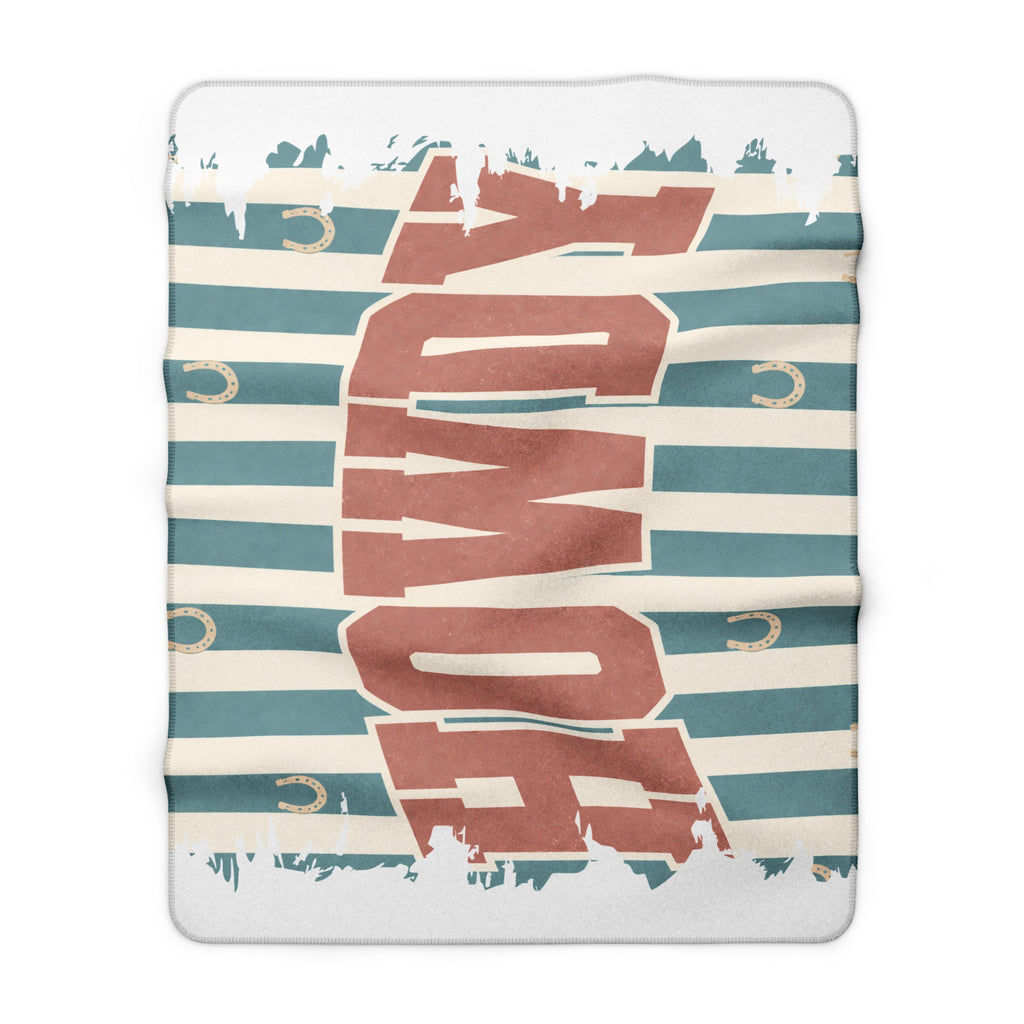 Home Sherpa Fleece Blanket — Rustic Horseshoe Striped Cozy Throw
