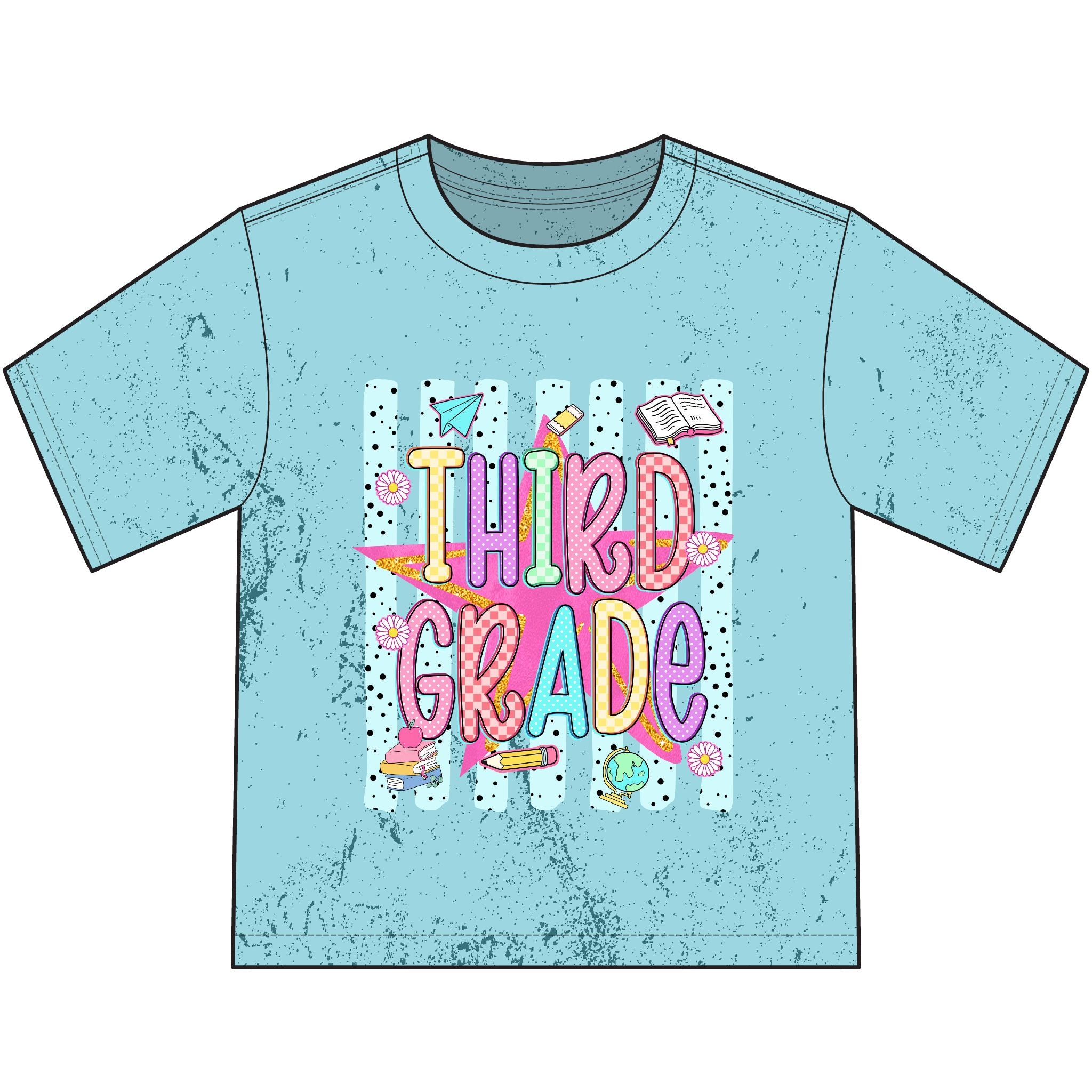 Third Grade Color Splash Youth T‑Shirt — Back-to-School Cute Classroom Tee