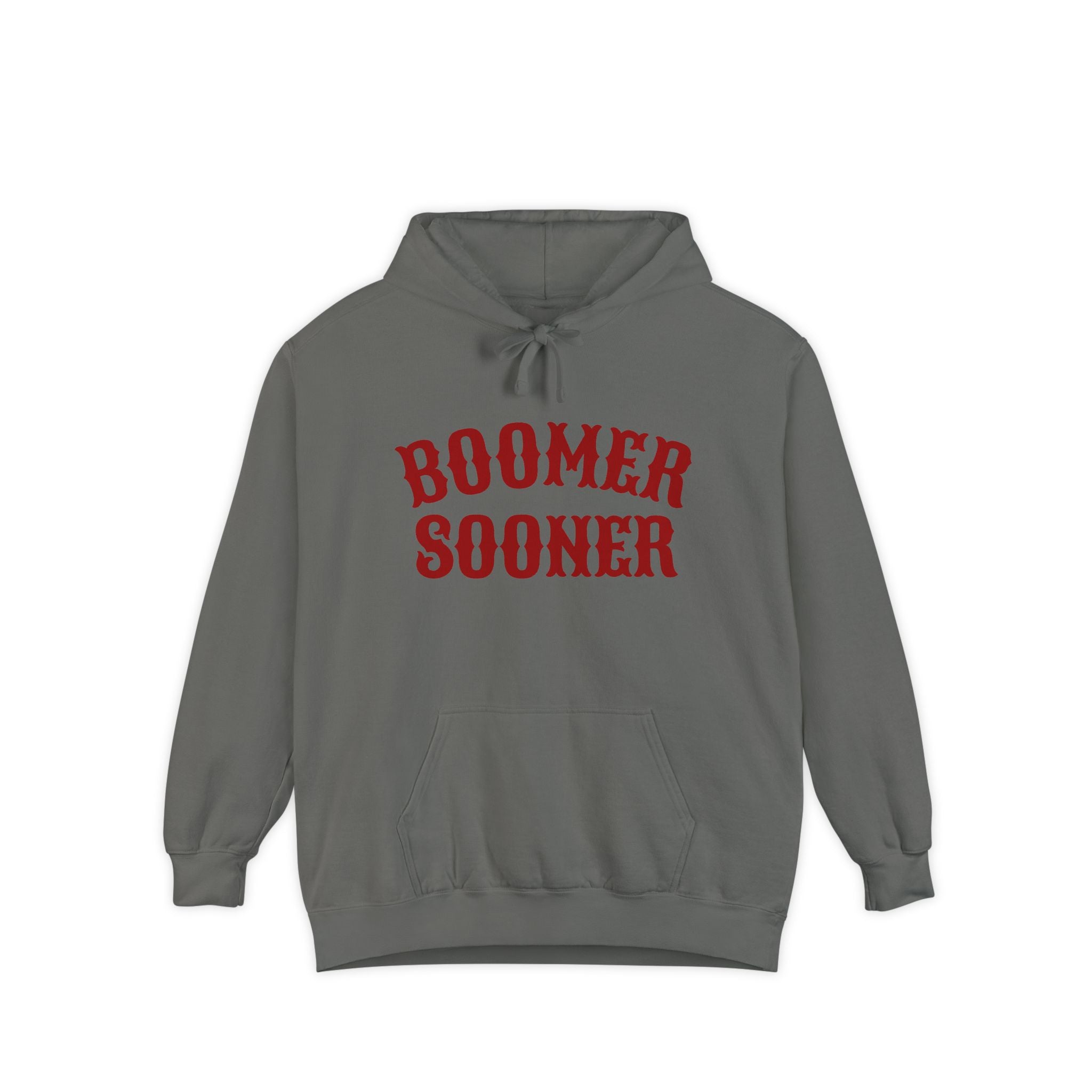 Boomer Sooner Hoodie — OU Crimson Vintage Arch Pullover