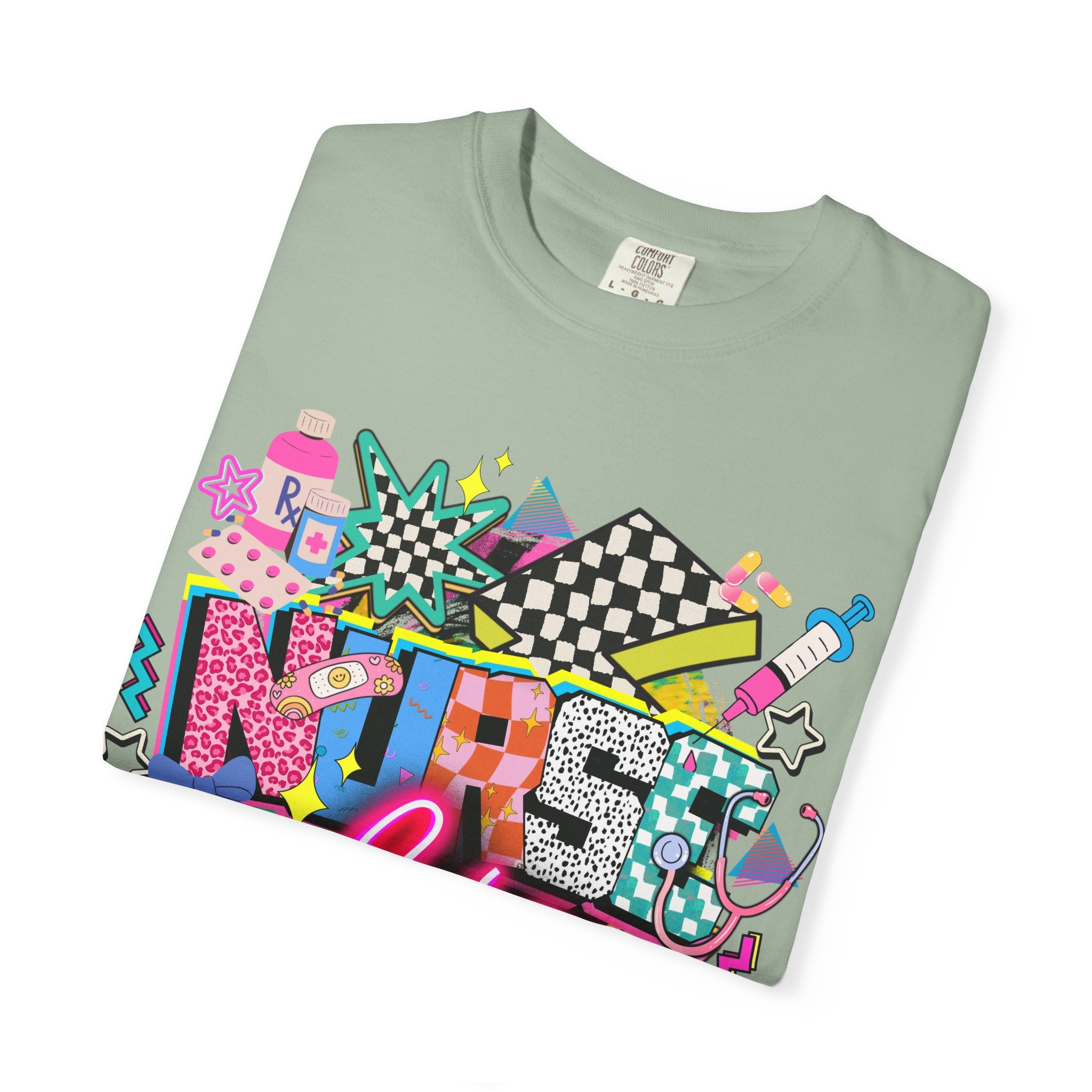 Unisex Graphic T-Shirt — "Nurse for Life" Retro Neon Pop Art Tee