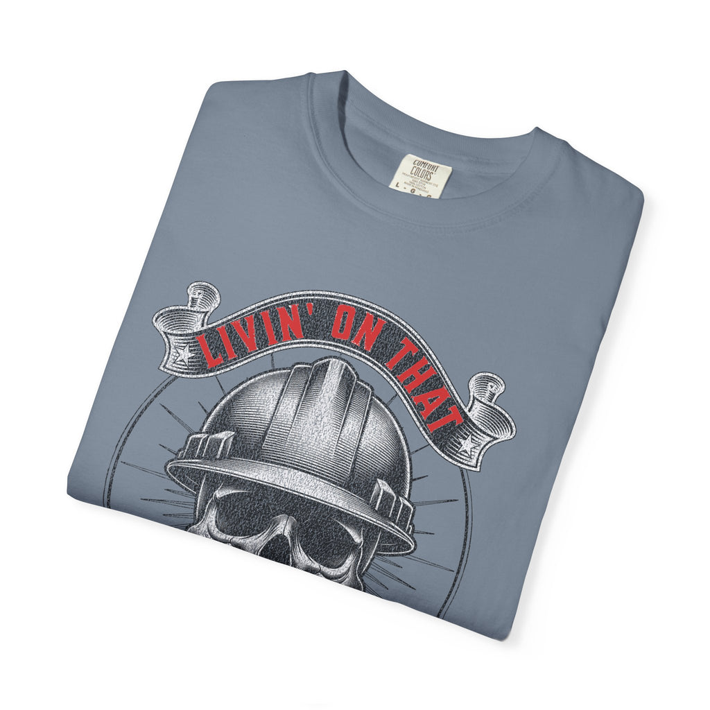 Skull Miner T-Shirt — 'Livin' On That Coal Dust' Vintage Workwear Tee