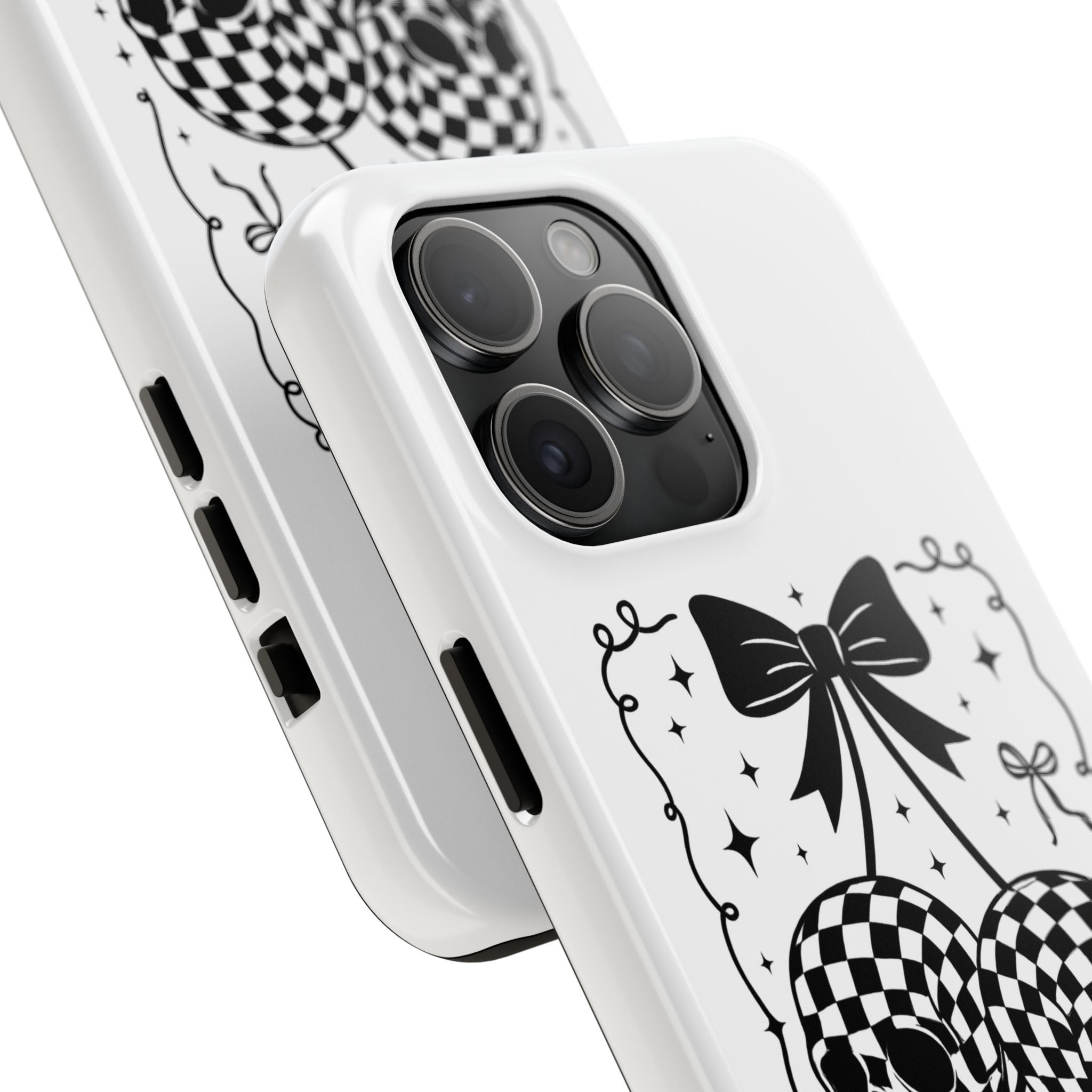 Skull Bow Phone Case - Checkerboard Gothic Tough Phone Case