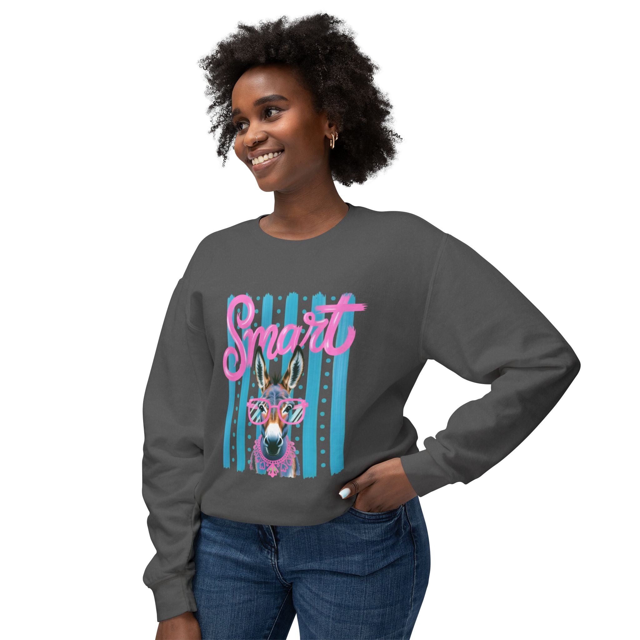 Donkey Sweet Crewneck Sweatshirt — 'Sweet' Colorful Donkey Graphic